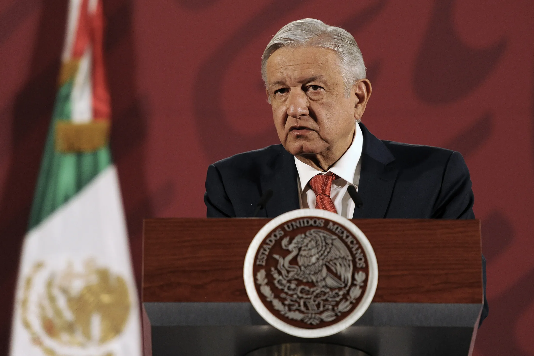 Andres Manuel Lopez Obrador&nbsp;speaks during a press conference on March 25.