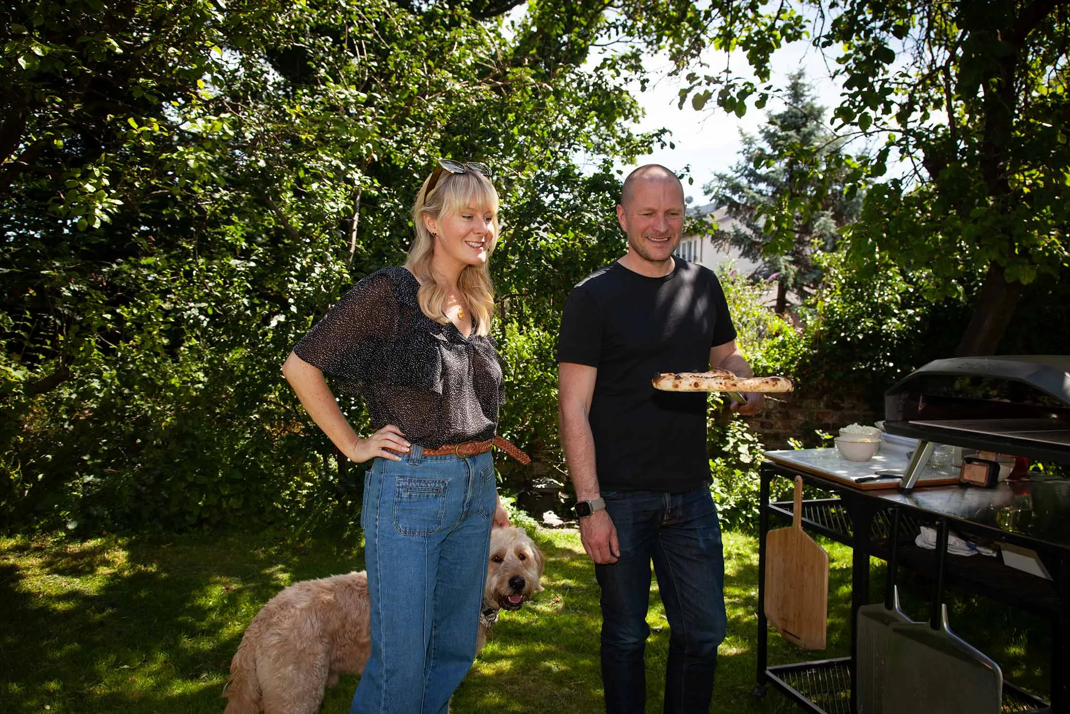 Darina Garland and Kristian Tapaninaho, co-founders of Ooni,&nbsp;in the backyard of their 17th century Edinburgh home.