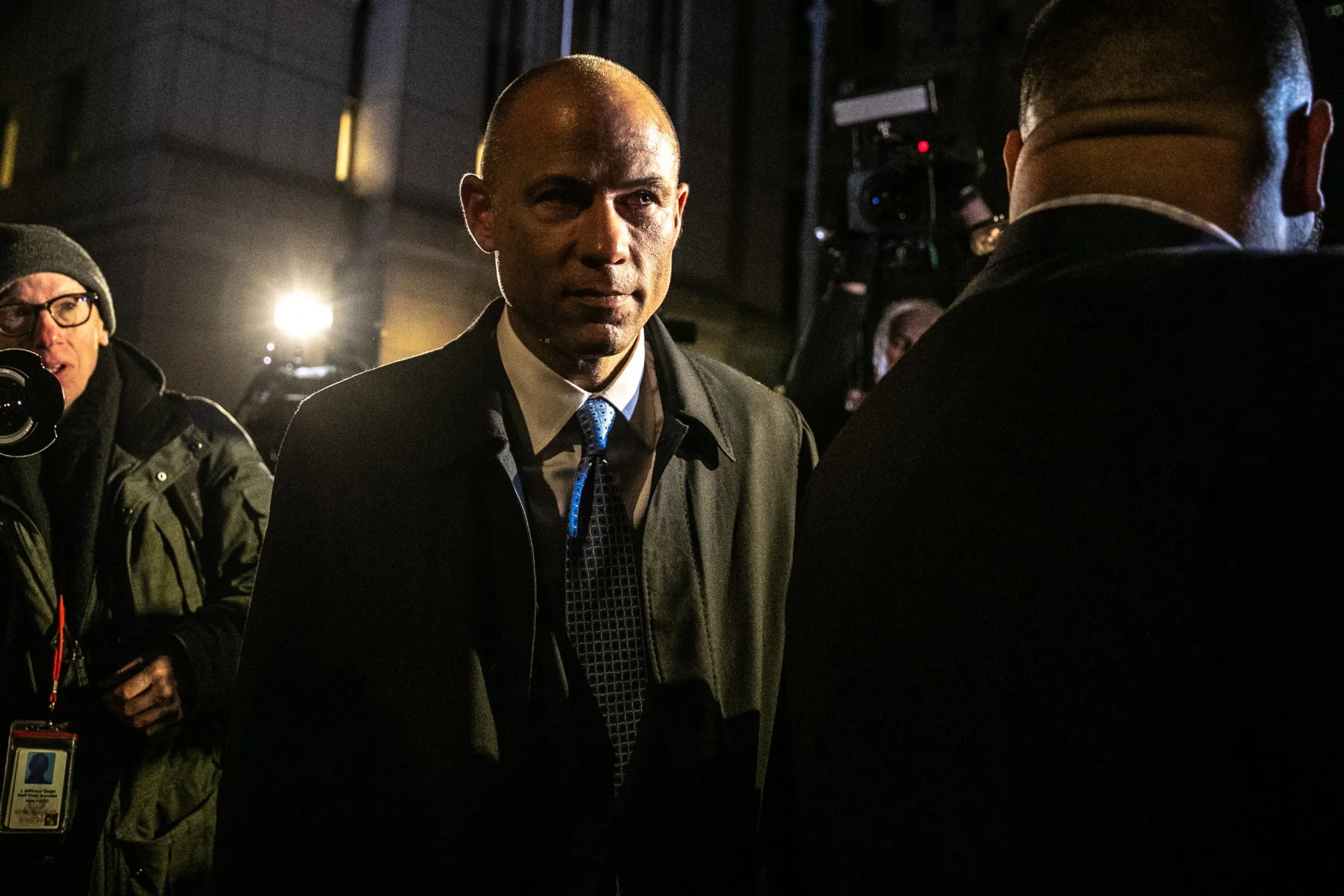Avenatti leaves court in New York on March 25.