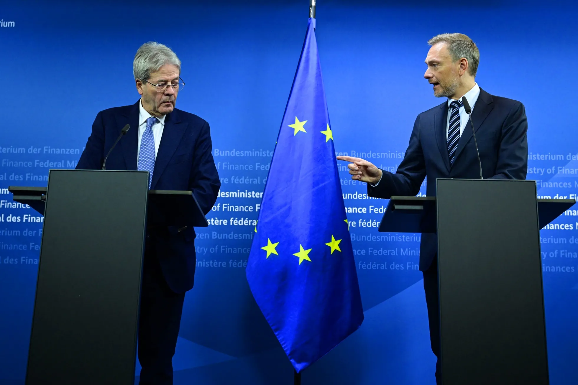 Christian Lindner, right, and Paolo Gentiloni in Berlin on Jan. 30.