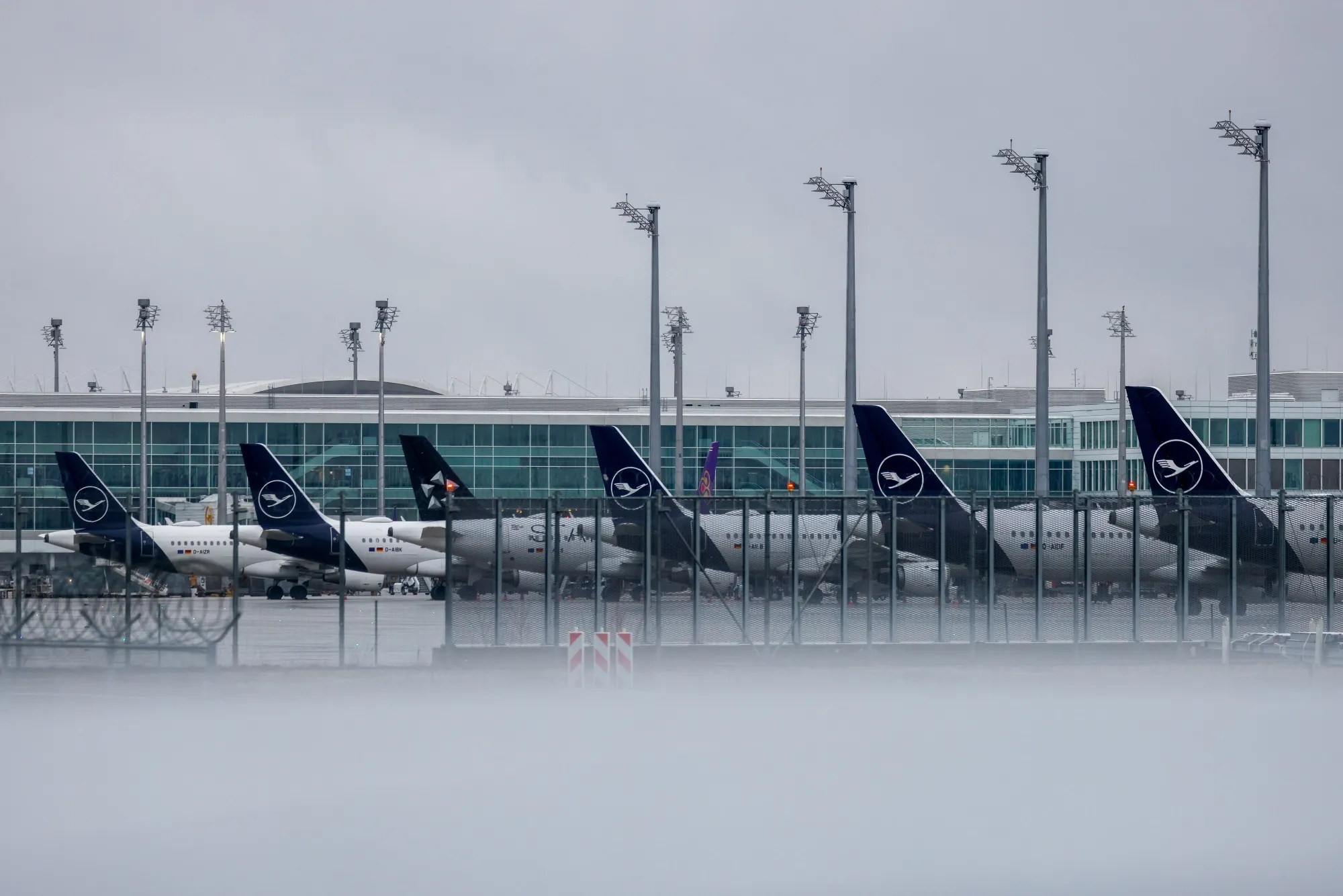 Passenger aircraft, operated by Deutsche Lufthansa AG, at Munich International Airport in Munich, Germany.