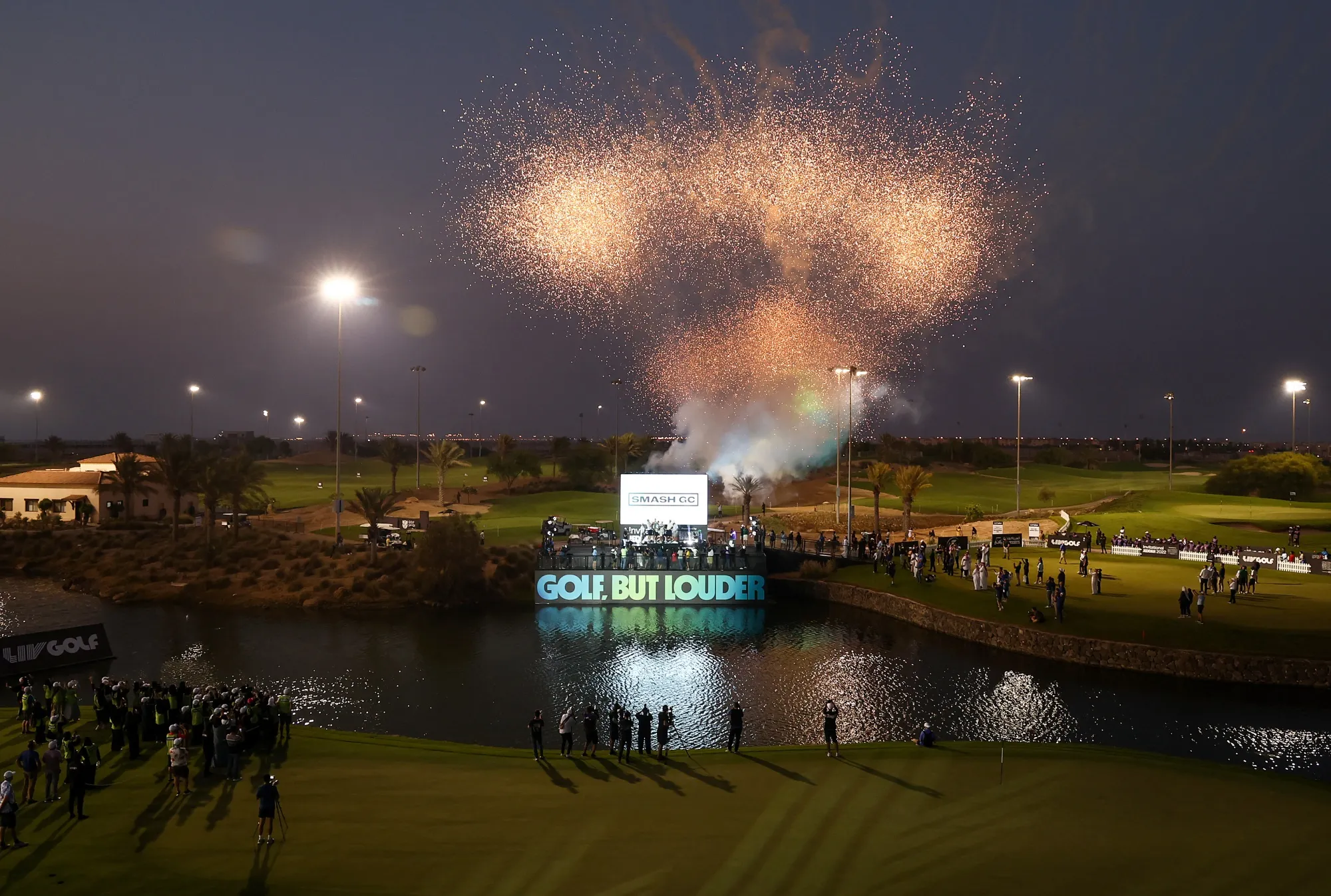 Fireworks at the trophy ceremony during day three of the LIV Golf Invitational in&nbsp;Saudi Arabia in October