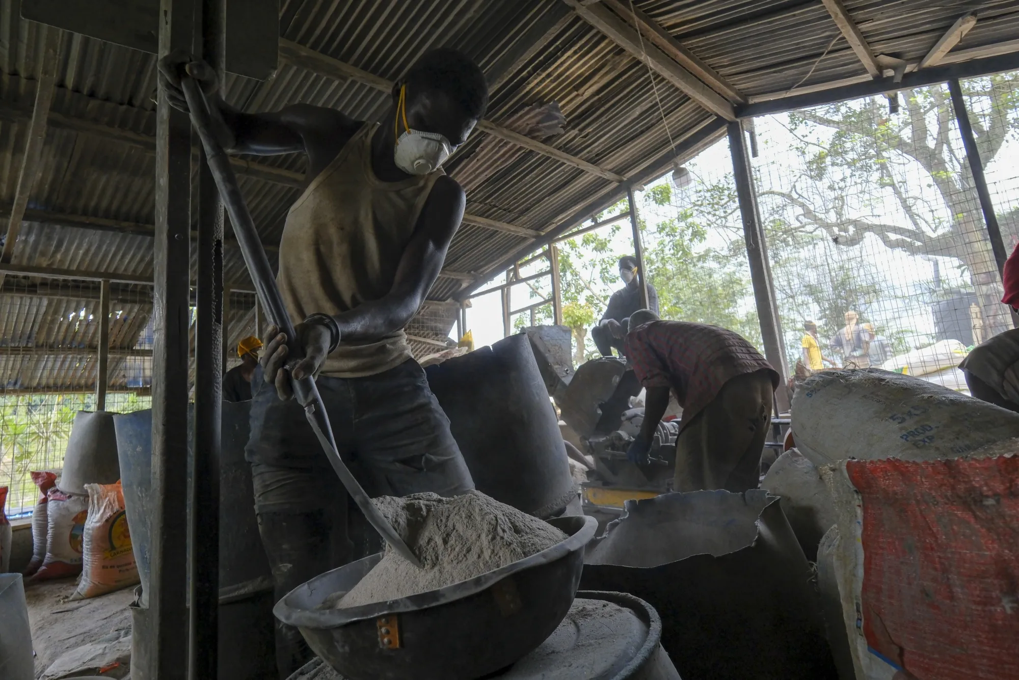 Miners at a gold mining site in Tarkwa, Ghana.