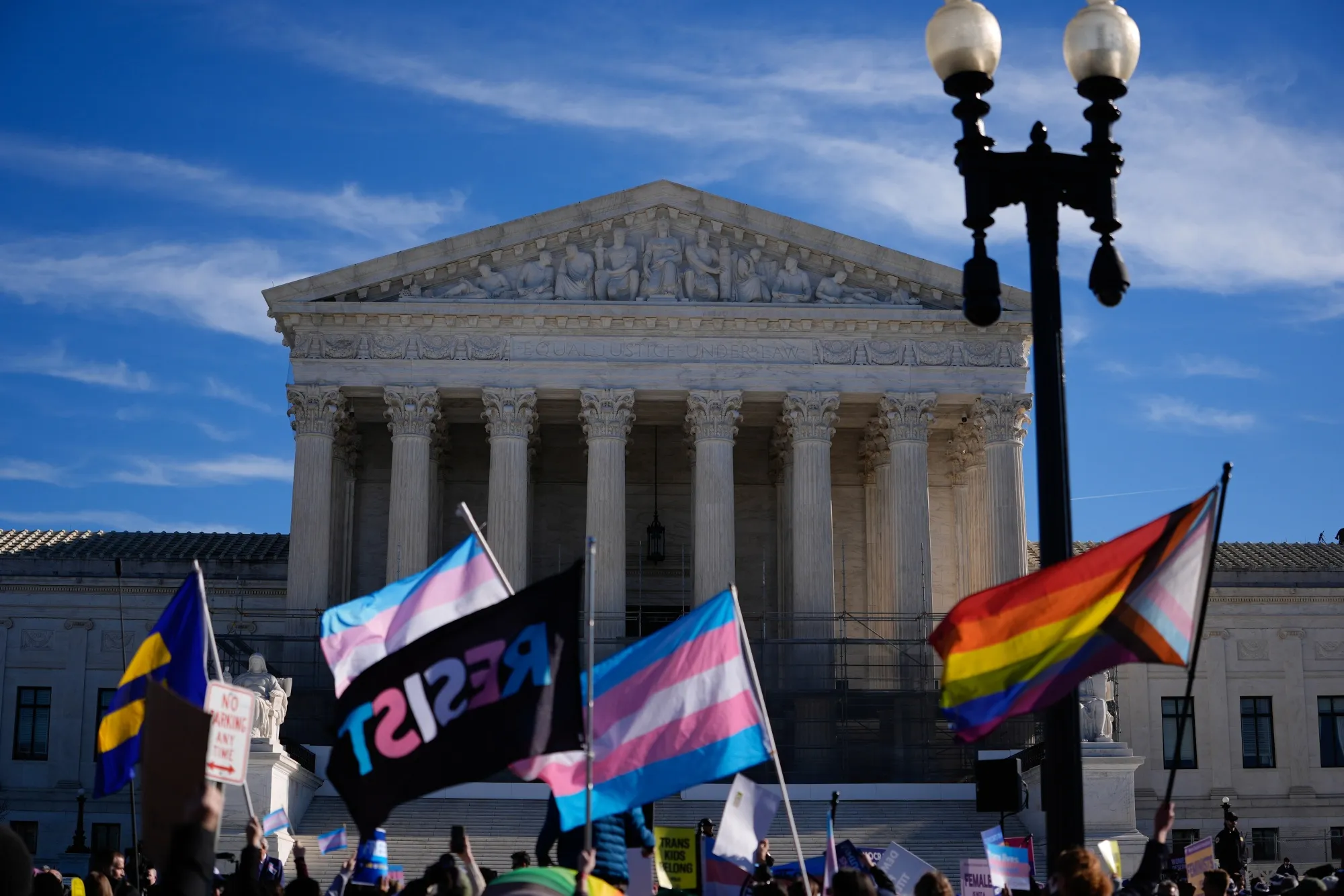 Demonstrators outside the US Supreme Court in Washington on Jan. 13.