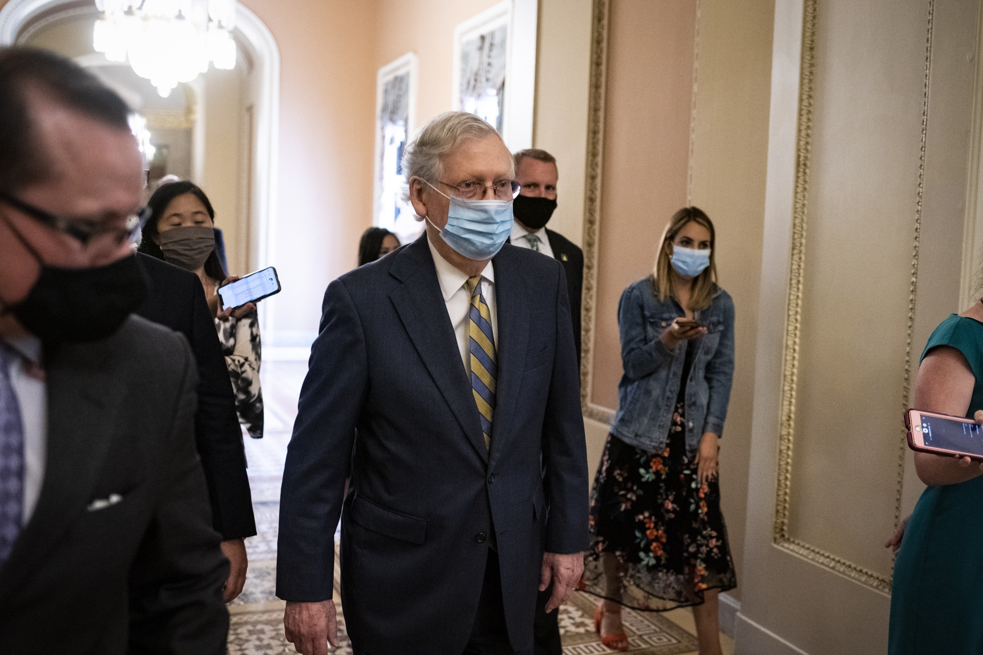 Mitch McConnell walks to the Senate floor at the U.S. Capitol in Washington, D.C., U.S., on July 23.