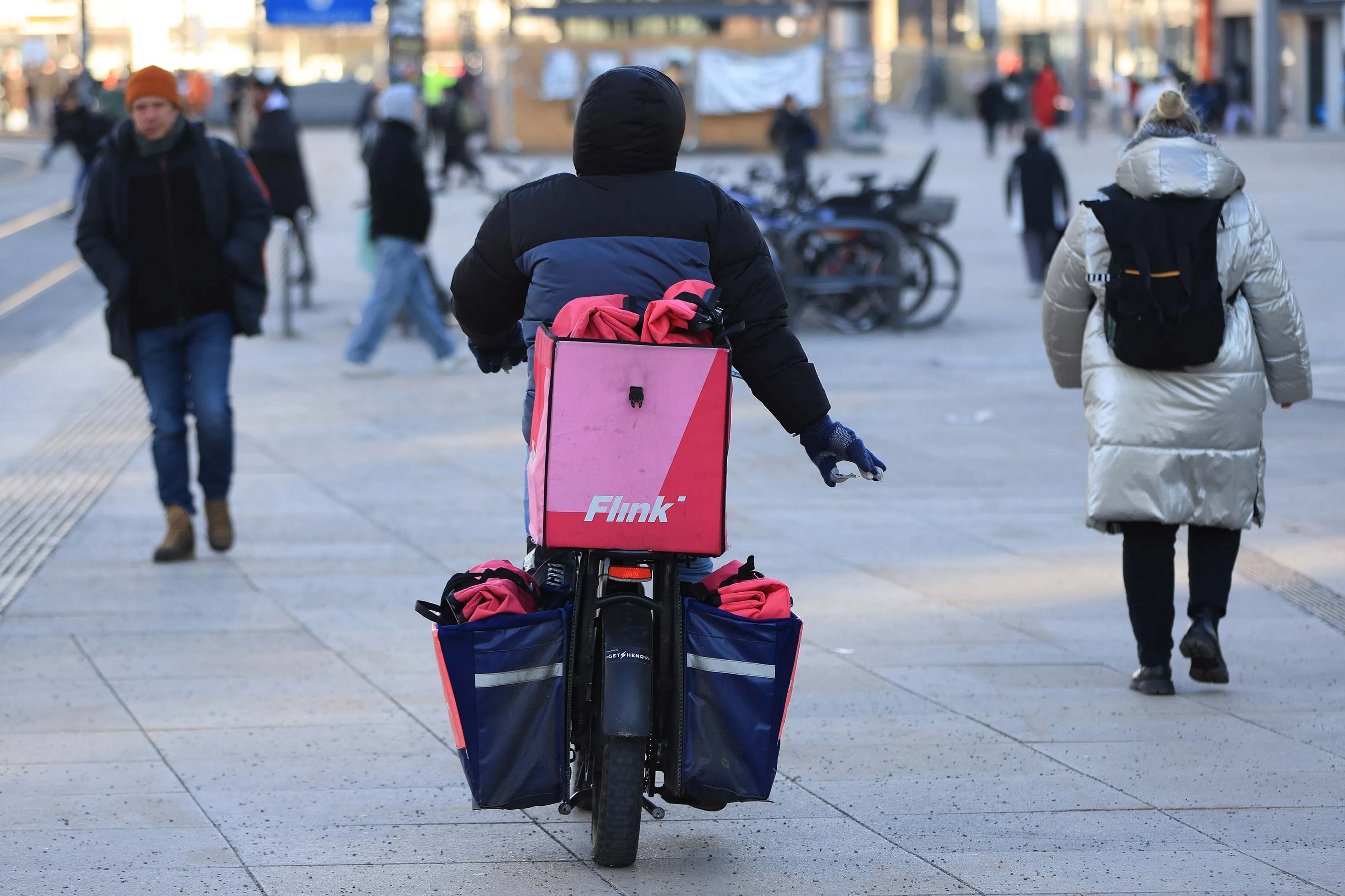 A Flink cycle delivery courier in Berlin.