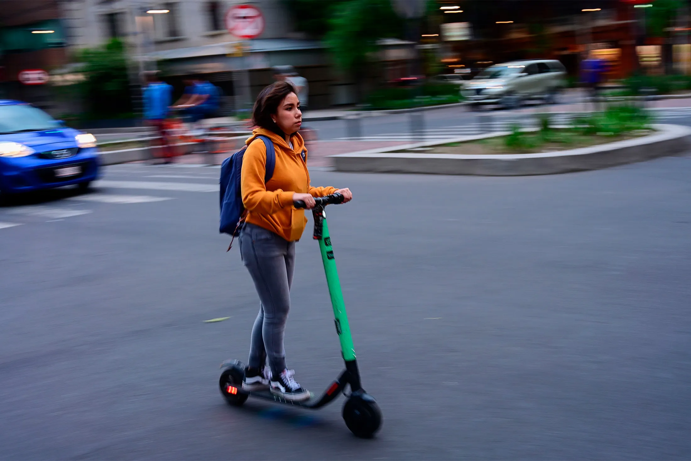 A woman rides a Grin&nbsp;electric scooter&nbsp;in Mexico City on June 20.&nbsp;