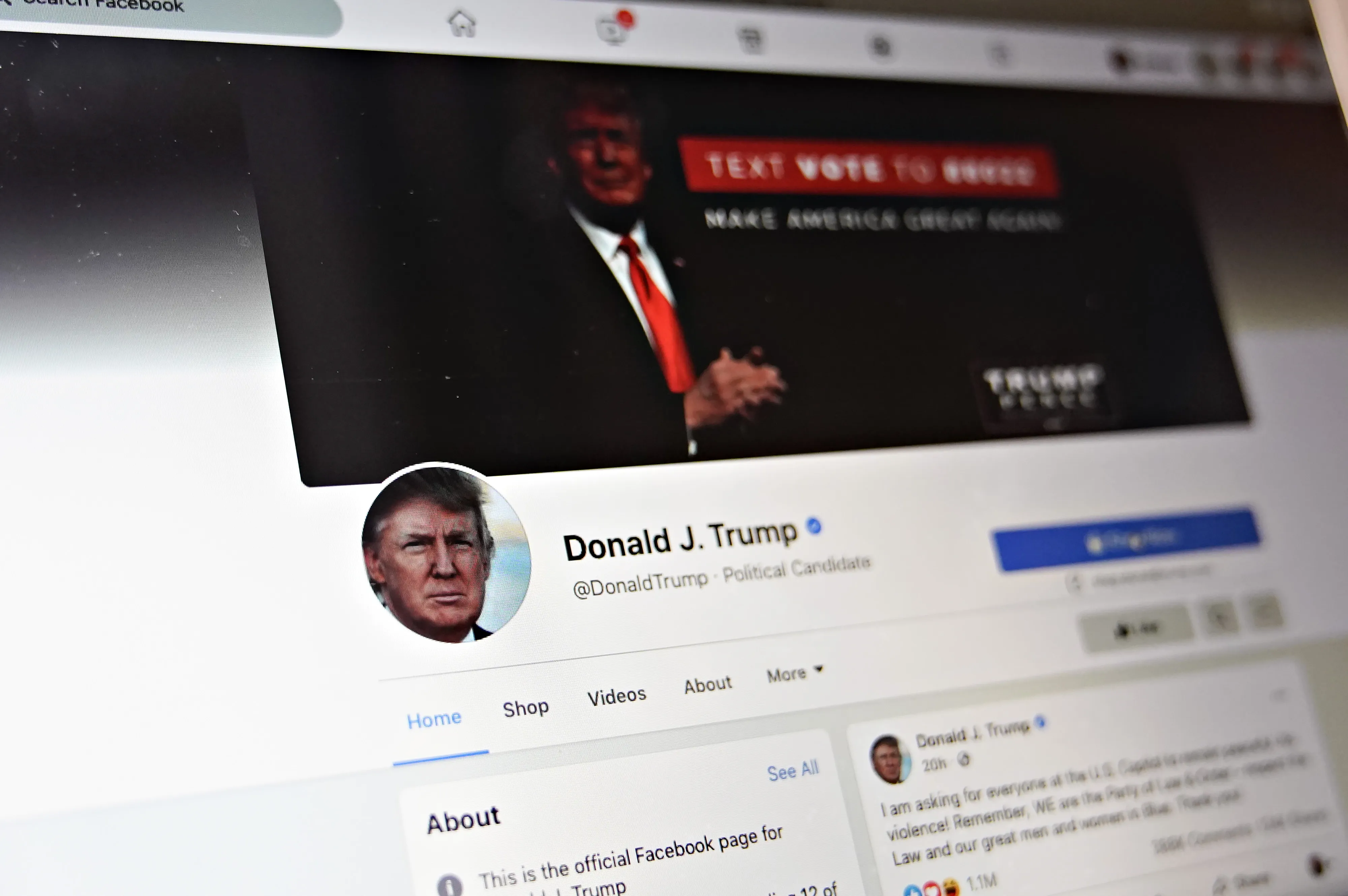 The Facebook account for Donald Trump.