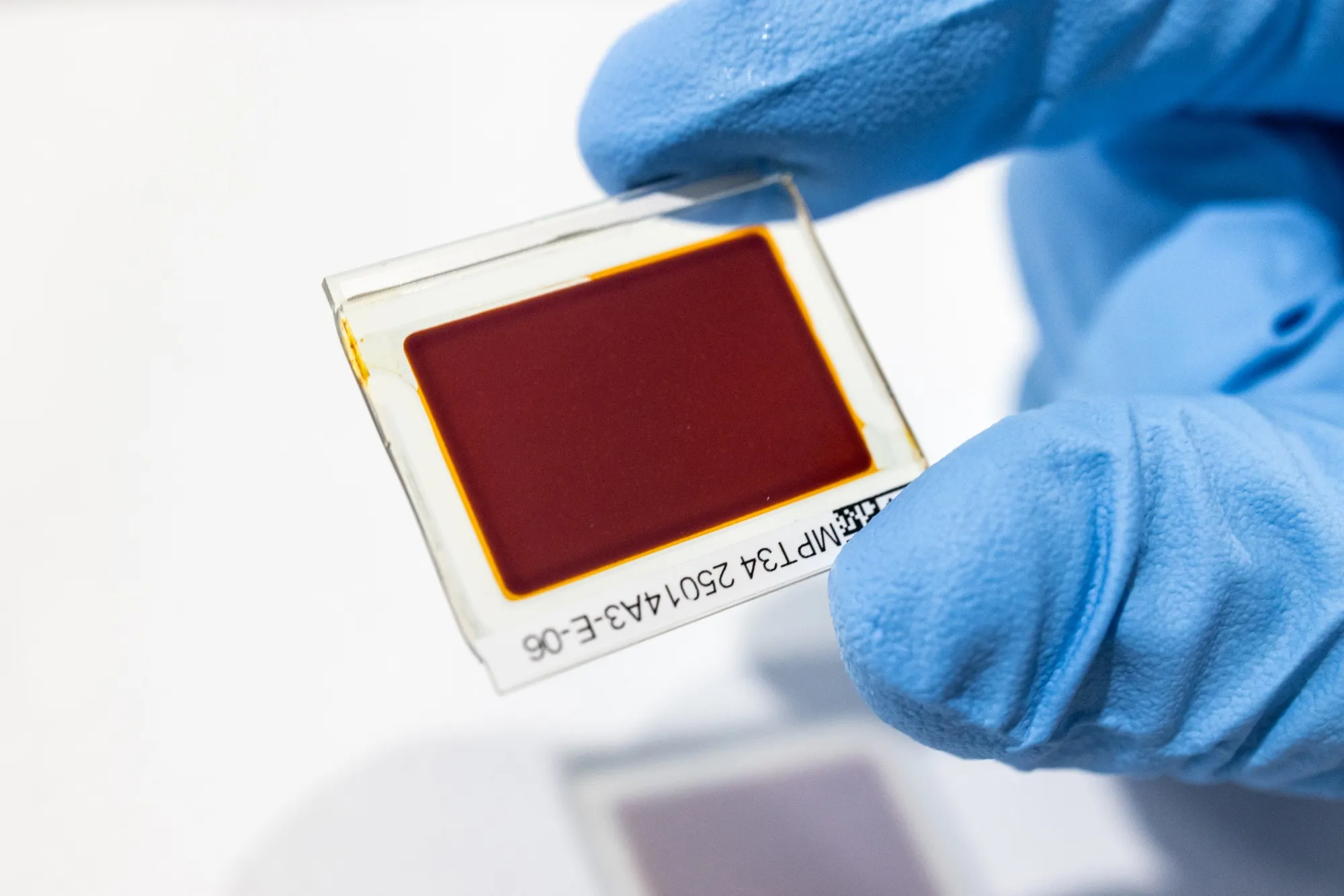 A solar cell at Ambient Photonics in Scotts Valley, California.