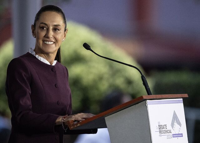 Claudia Sheinbaum speaks after the second presidential debate in Mexico City, on April 28.
