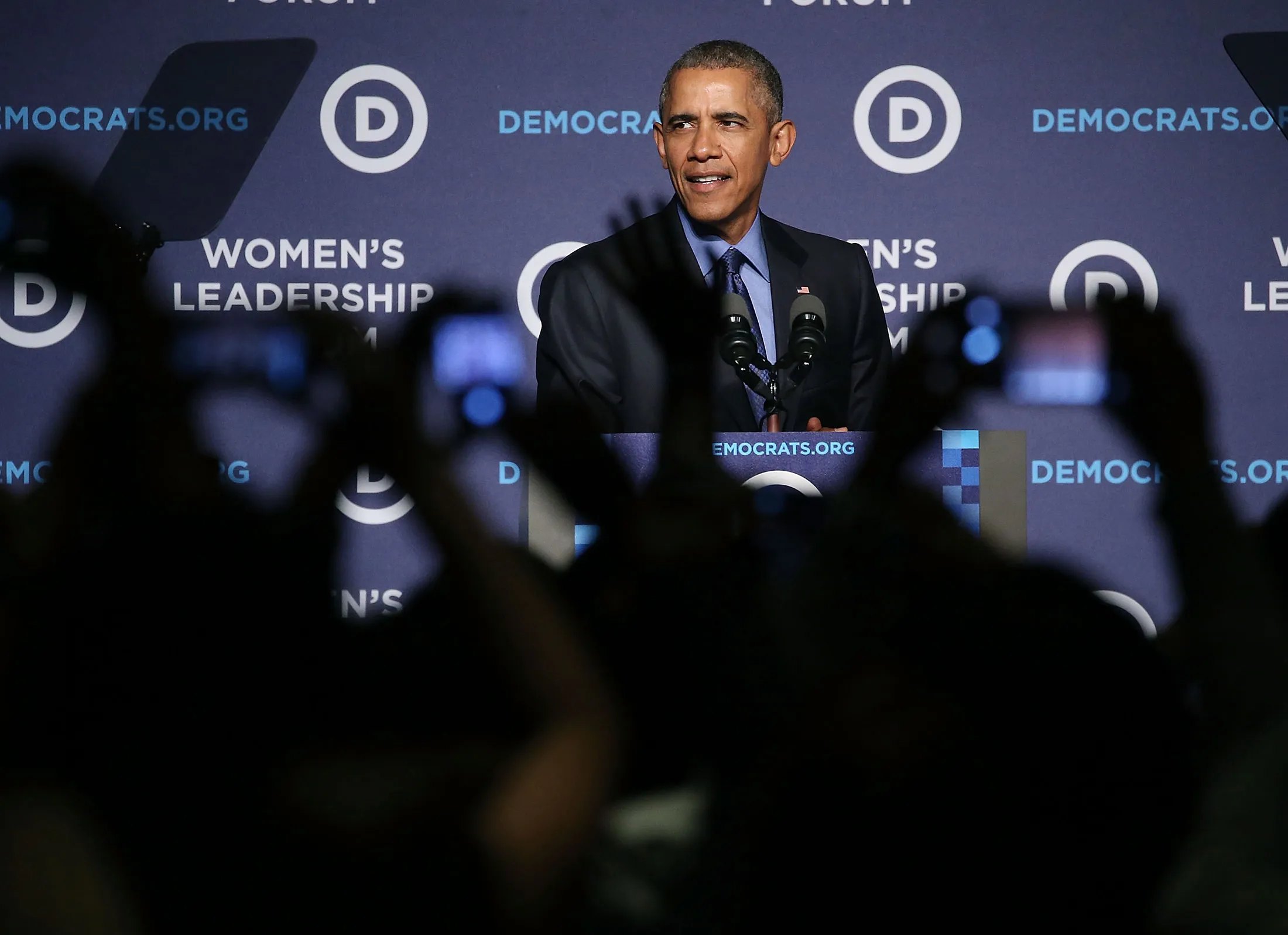 President Obama speaks at the Democratic National Committee’s Women’s Leadership Forum on Oct. 23 in Washington.
