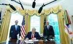 US President Donald Trump signs an executive order on Iran sanctions in the Oval Office of the White House on June 24.