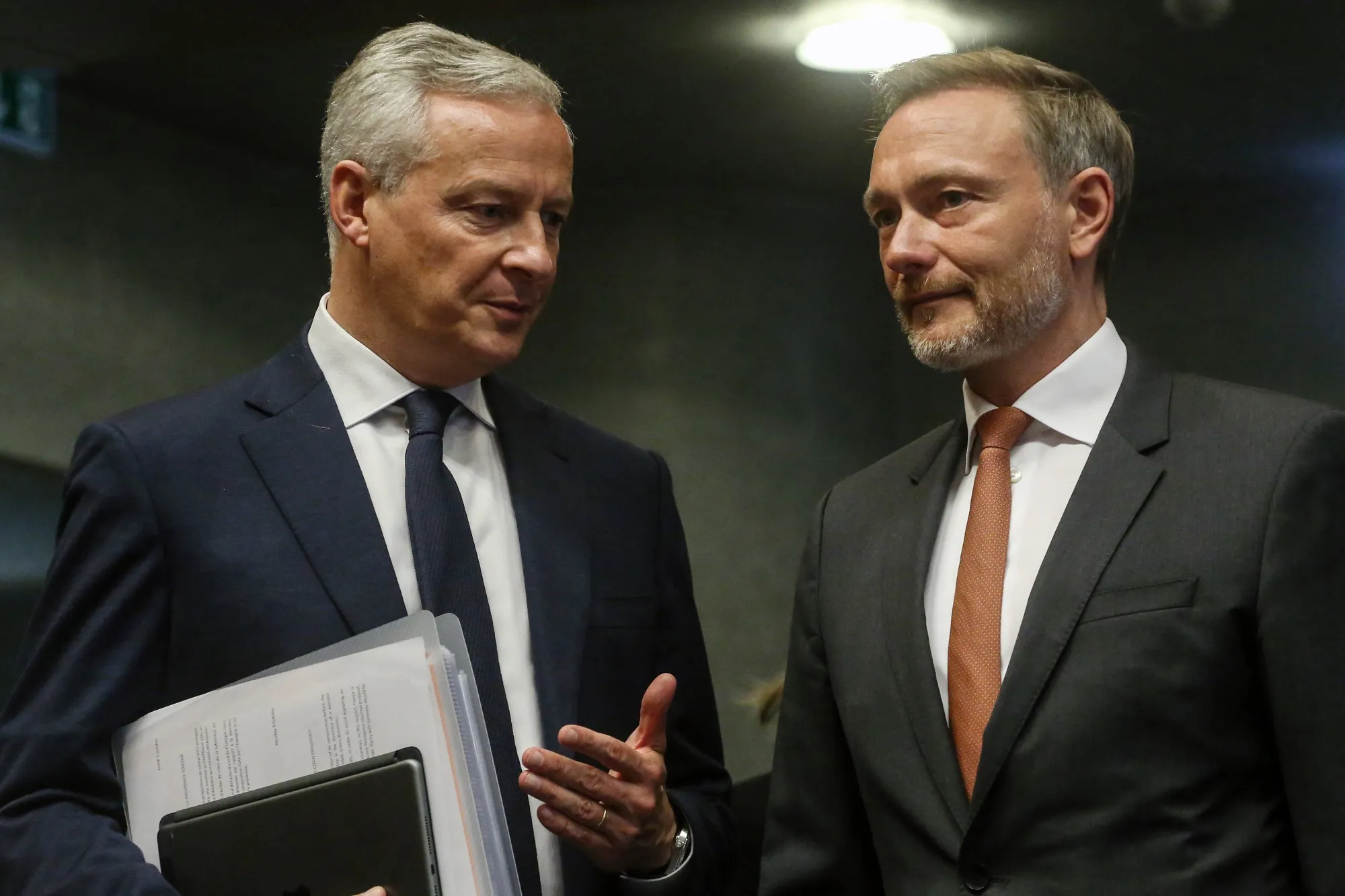 Bruno Le Maire, France's finance minister, and Christian Lindner, Germany's finance minister