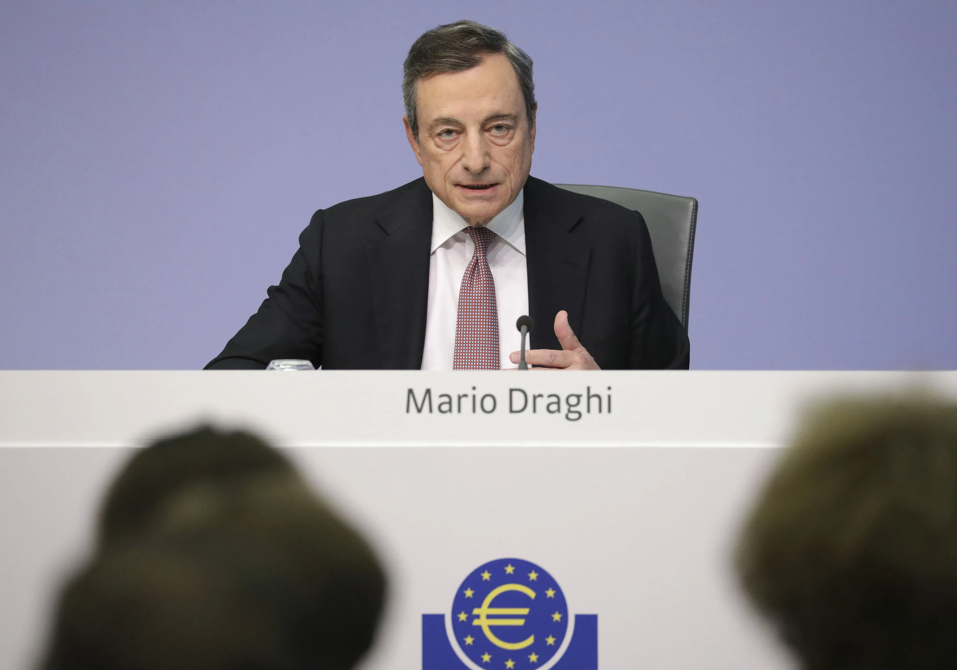 Mario Draghi speaks during a rates decision news conference.