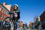 Cyclists take an inaugural spin on Baltimore's new protected &quot;cycle track.&quot; 