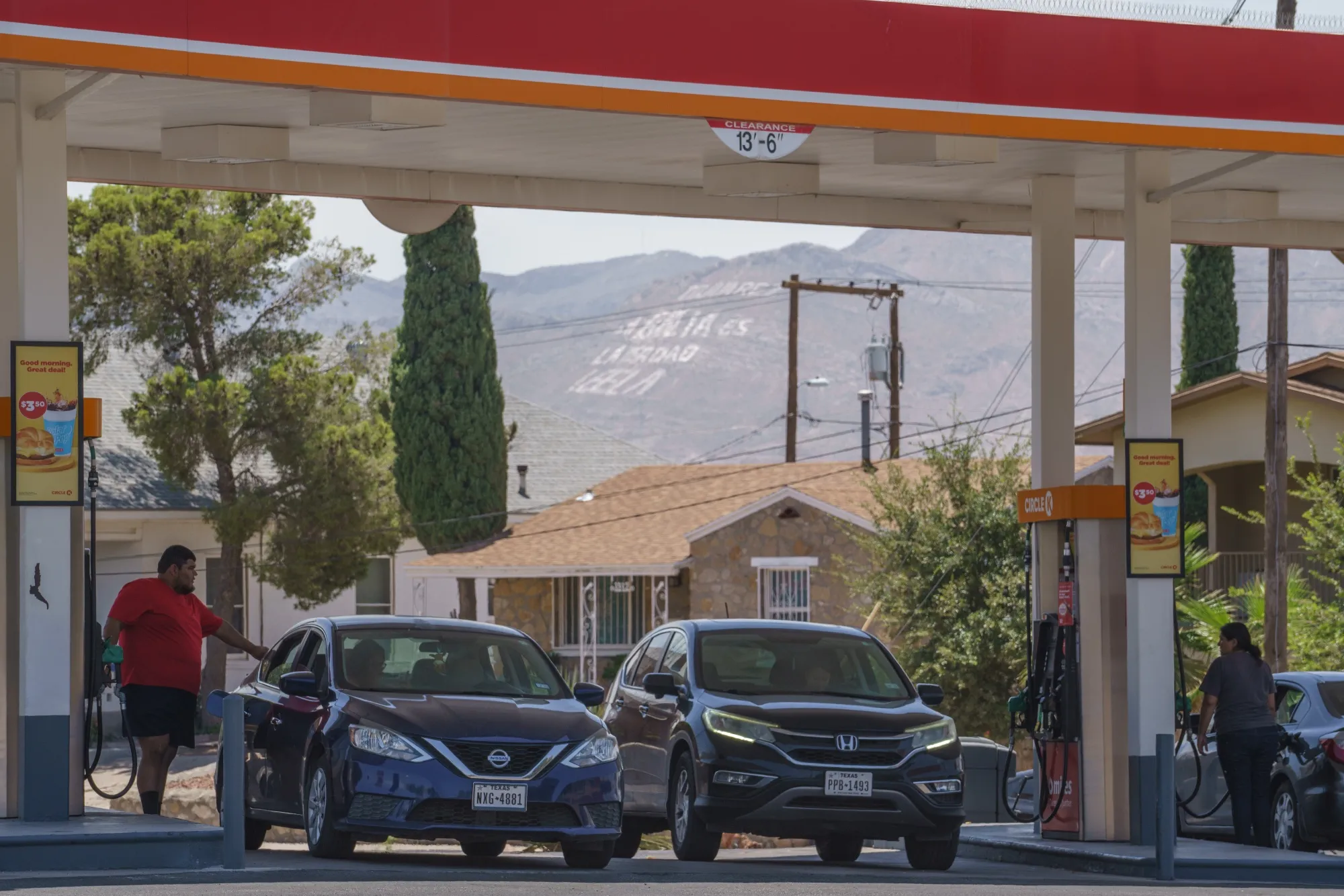 Customers refuel in El Paso, Texas, US.
