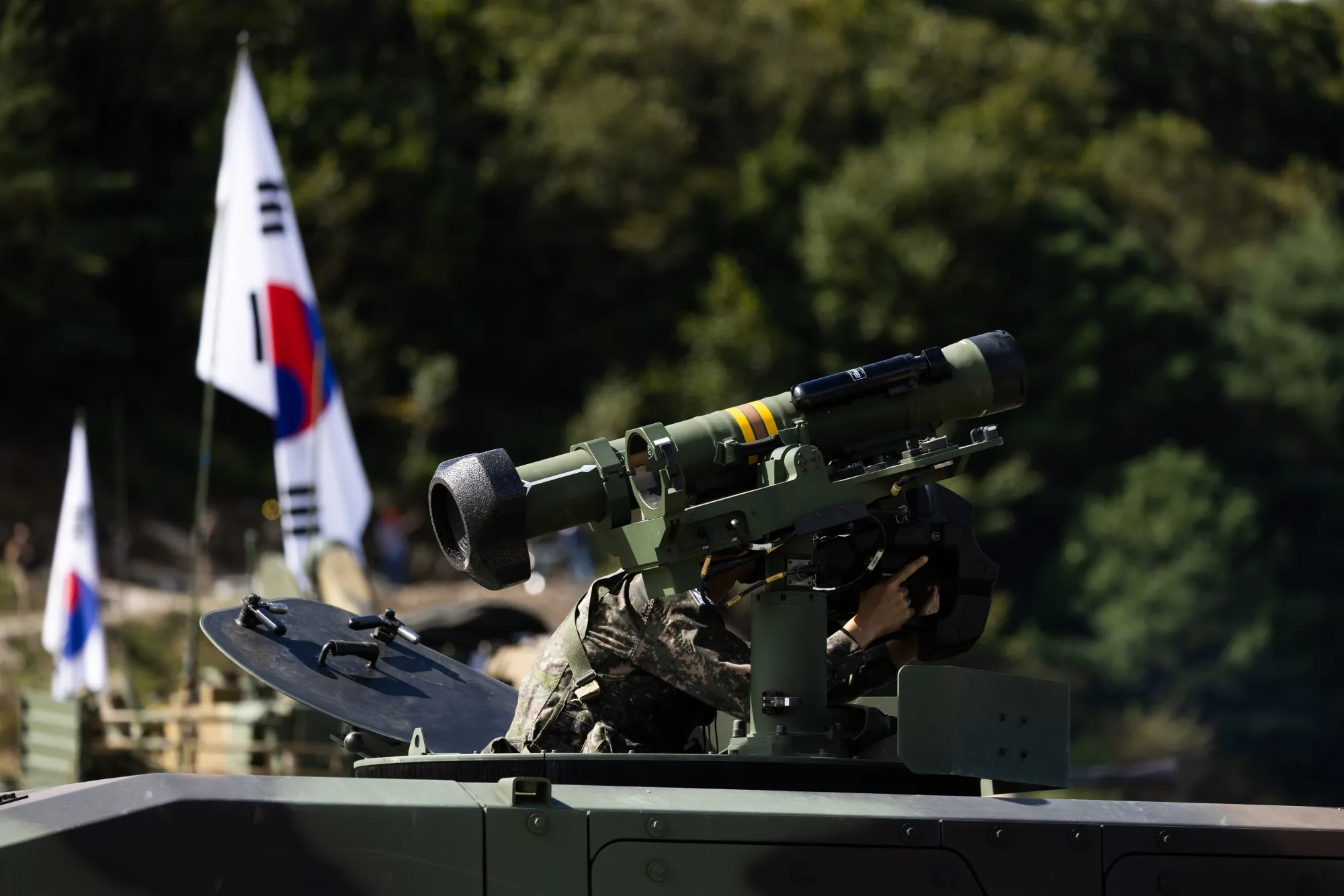 South Korean army with Cheongung surface-to-air missile.