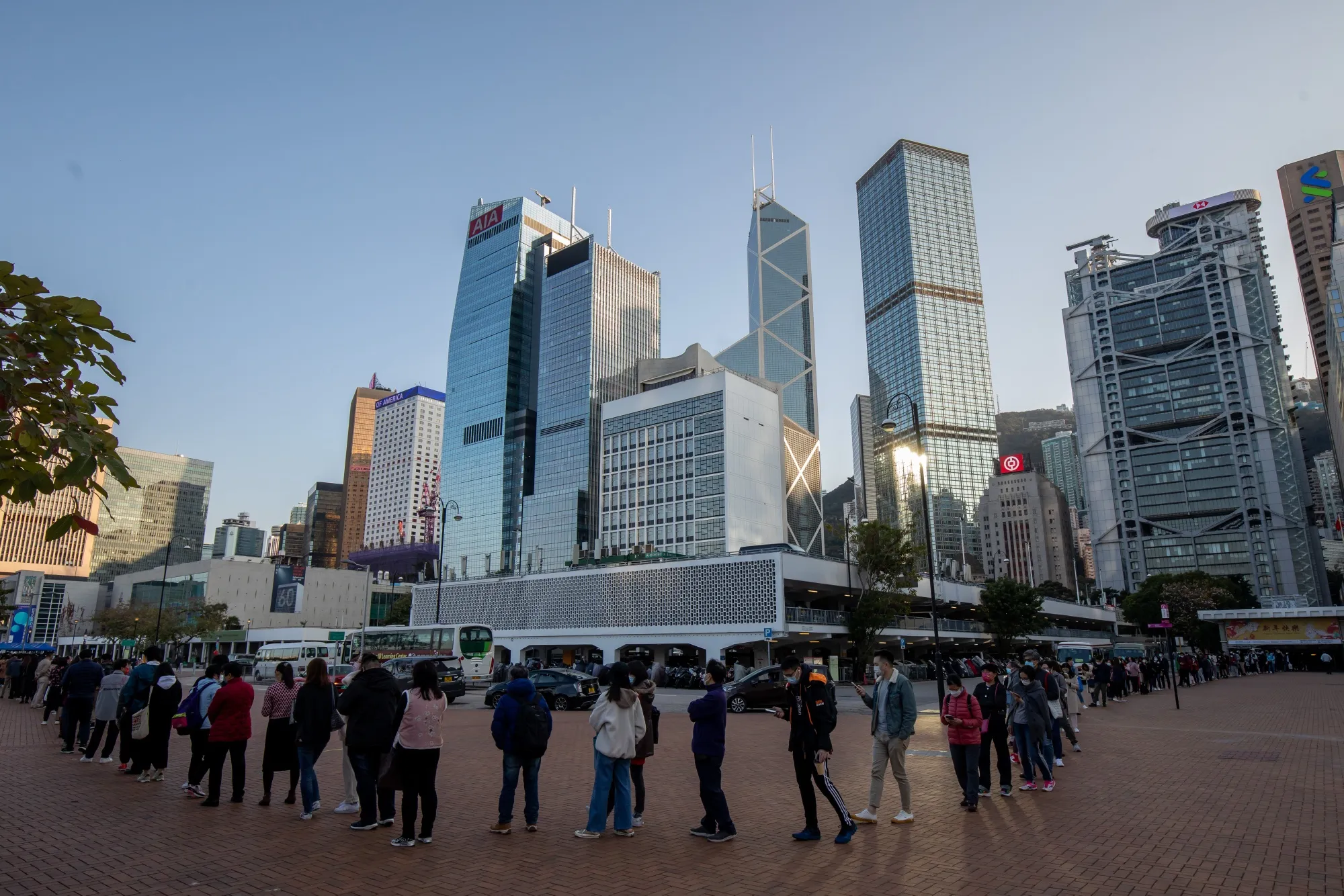 Members of the public stand in line for a Covid-19 test in Hong Kong on Feb. 4.