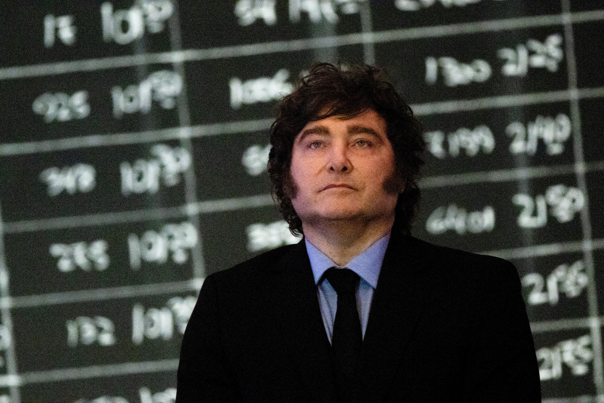 Javier Milei, Argentina's president, during an anniversary event at the Buenos Aires Stock Exchange (BCBA) in Buenos Aires, Argentina, on Thursday, July 16, 2026. Argentina's inflation slowed for a third straight month to the lowest level since August in a victory for President Javier Milei following a surge in March due to the Iran war-related energy shock. Photographer: Tomas Cuesta/Bloomberg 