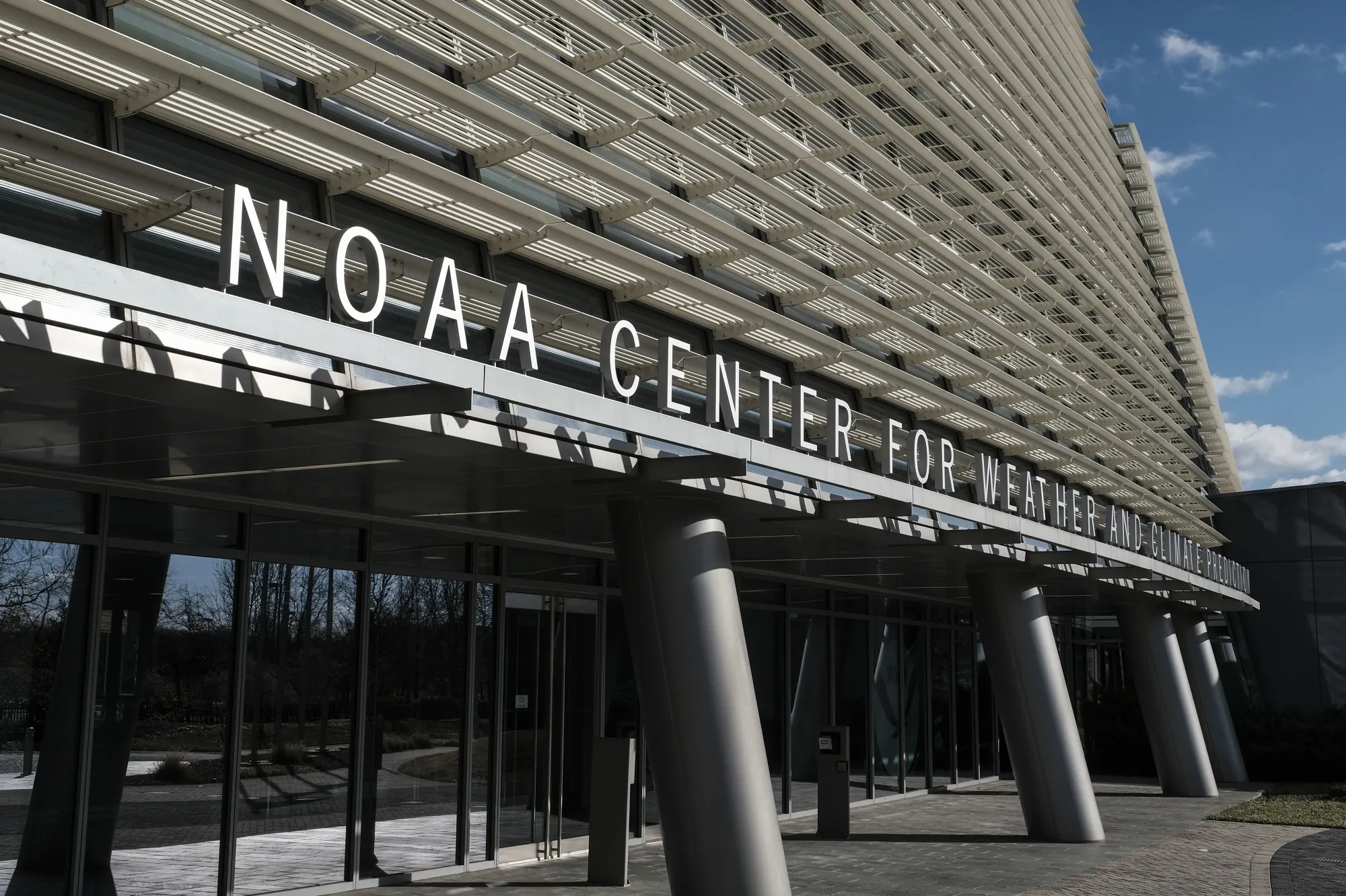 The National Oceanic and Atmospheric Administration (NOAA) Center for Weather and Climate Prediction headquarters in College Park, Maryland,&nbsp;on Dec. 5, 2024.&nbsp;