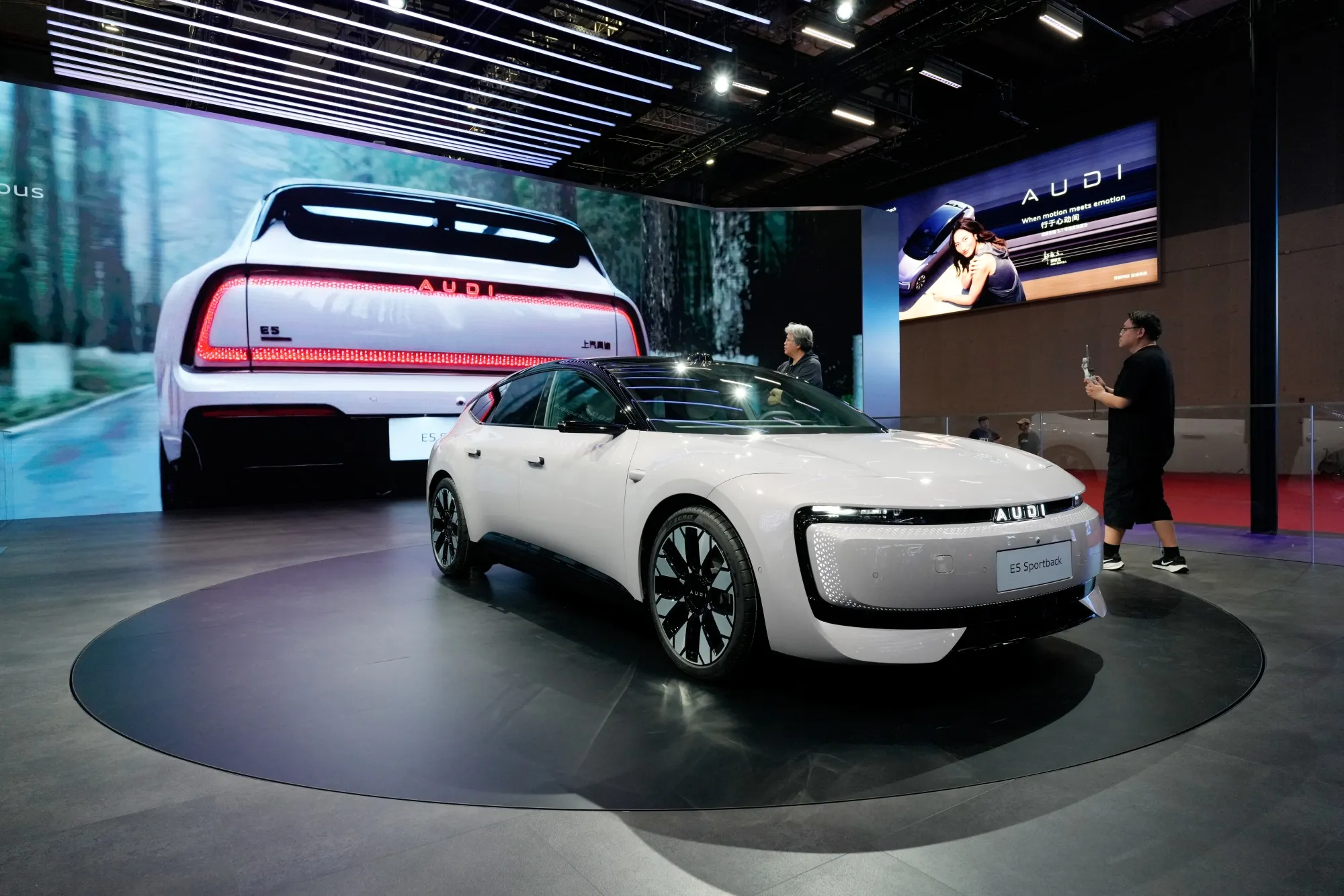 An Audi electric vehicle on display at the Shanghai Auto Show on April 24.