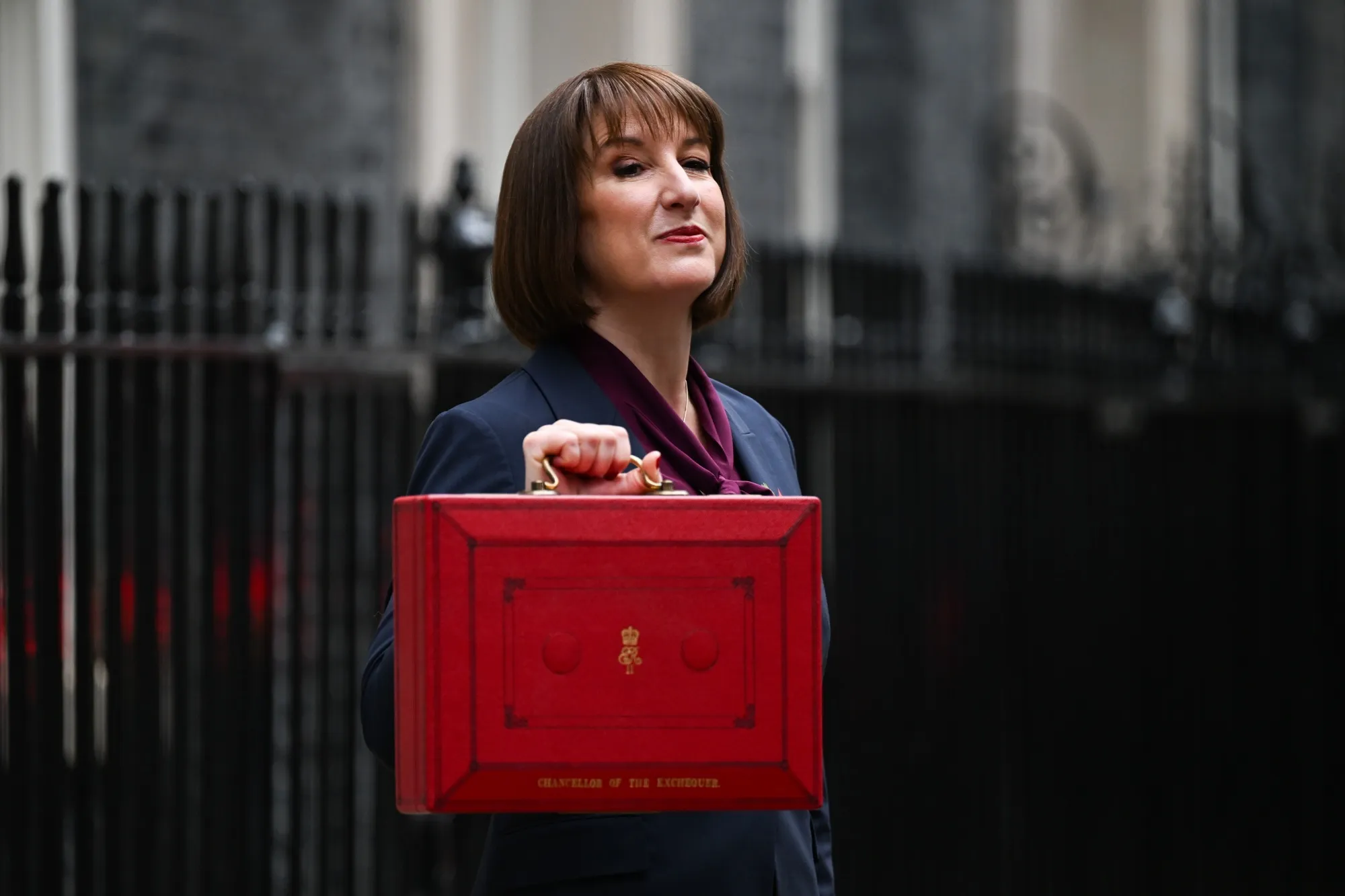 Rachel Reeves outside 11 Downing Street ahead of presenting her budget to parliament in London on Oct. 30.