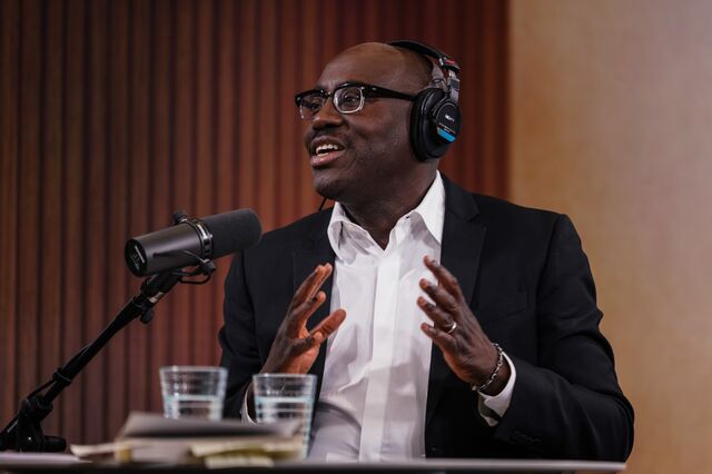 Enninful being interviewed at Bloomberg’s London office on Sept. 4. 