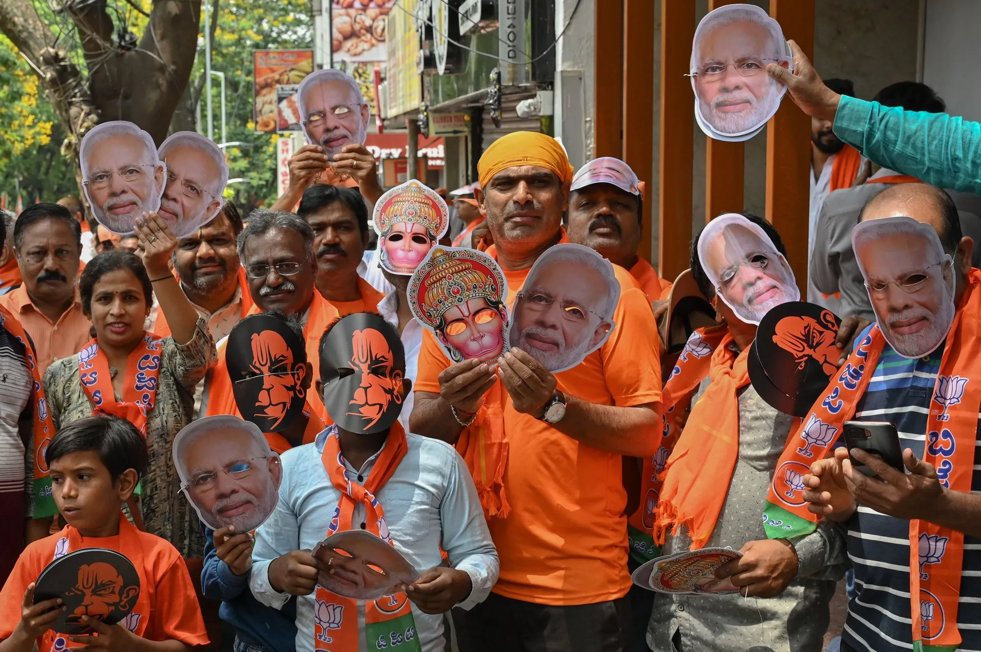 Supporters of Indian Prime Minister Narendra Modi in Bengaluru on May 6..