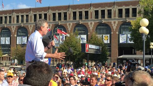 Republican presidential candidate Jeb Bush appears at the Iowa State Fair on Aug. 14, 2015.