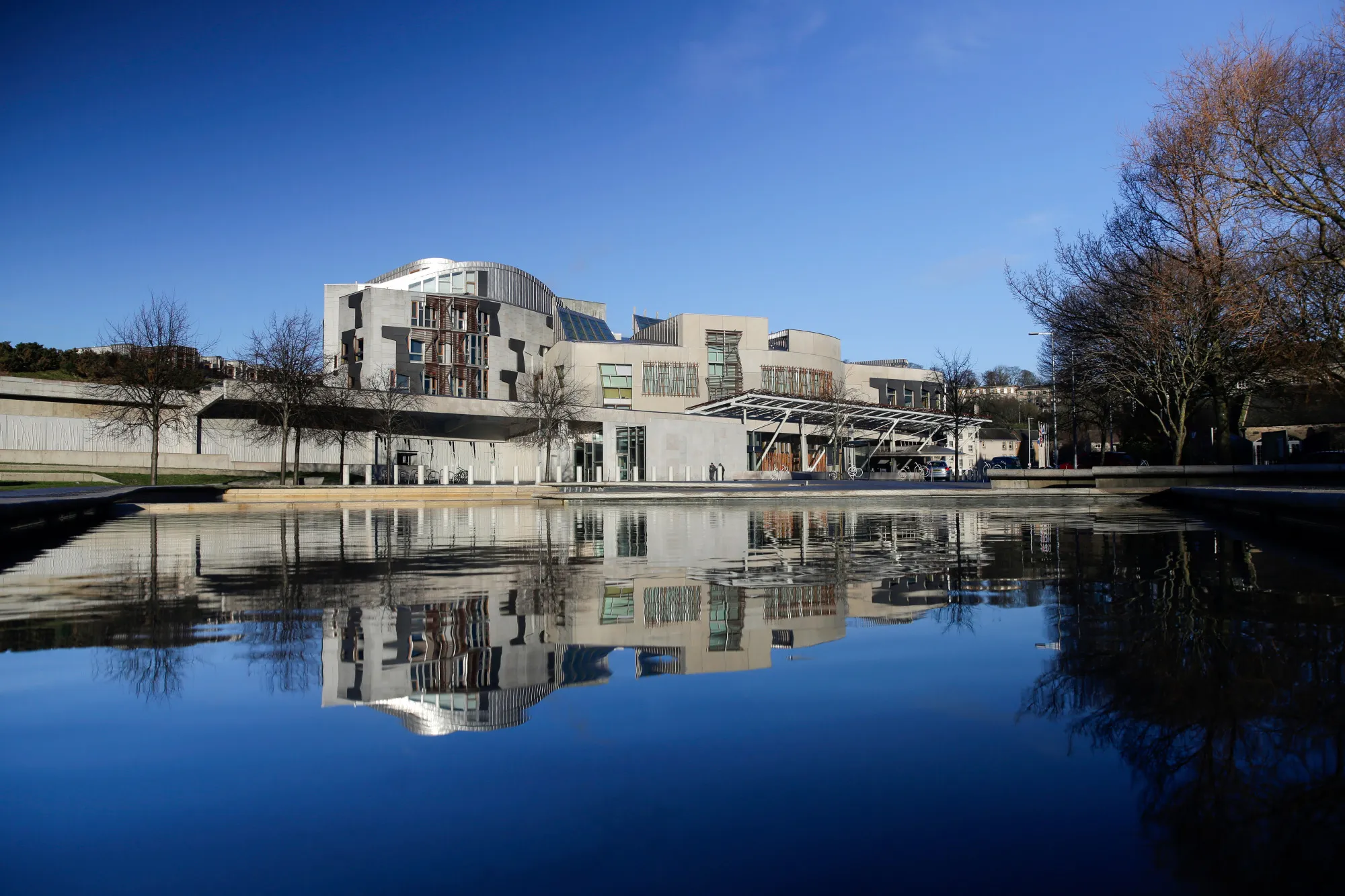 The Scottish Parliament Building in Edinburgh, UK.