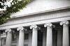 The U.S. Treasury building stands closed in Washington D.C., U.S., on Thursday, Oct. 3, 2013.