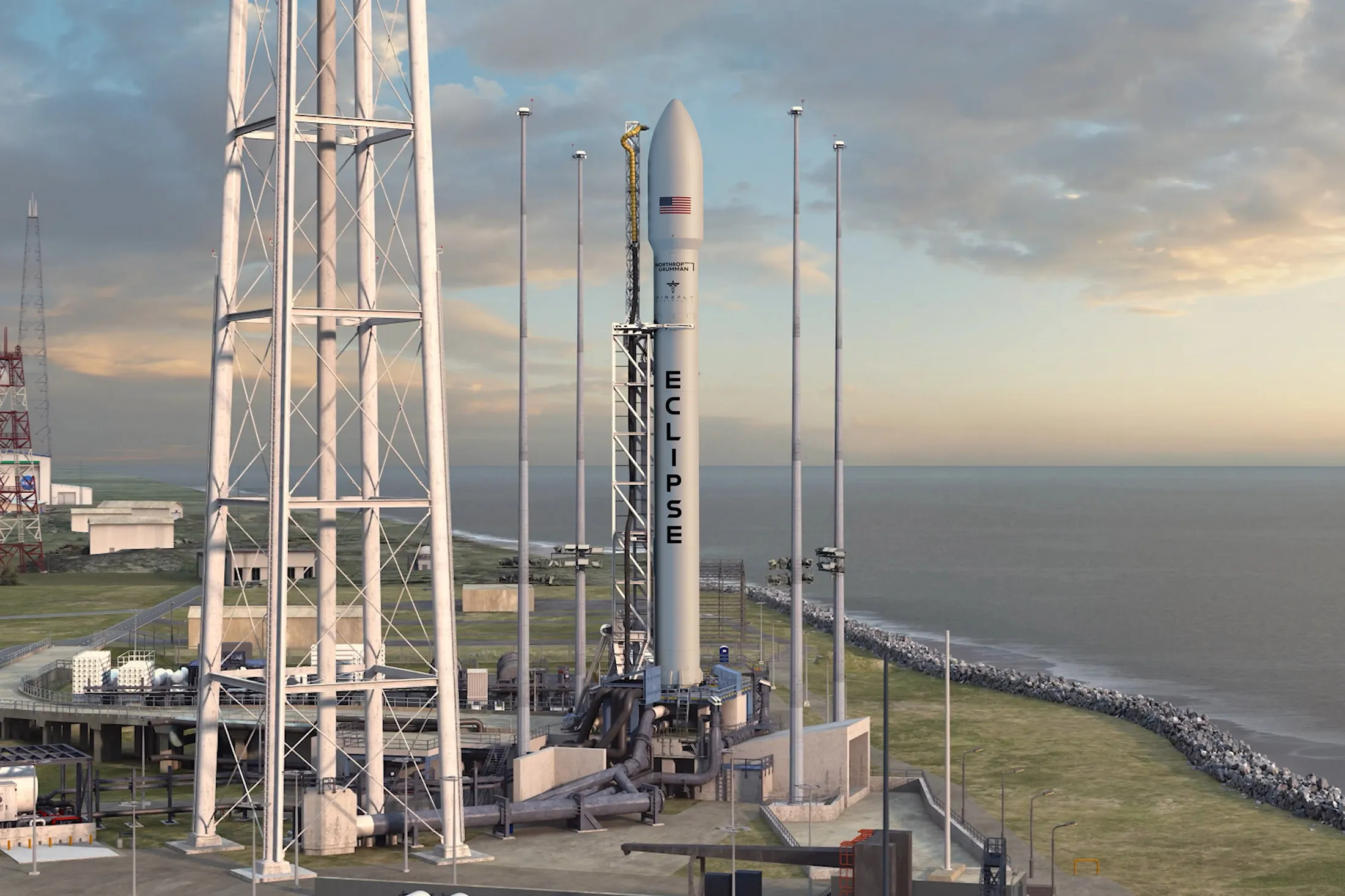 A rendering of the Eclipse, a rocket being co-developed by Firefly Aerospace and Northrop Grumman.