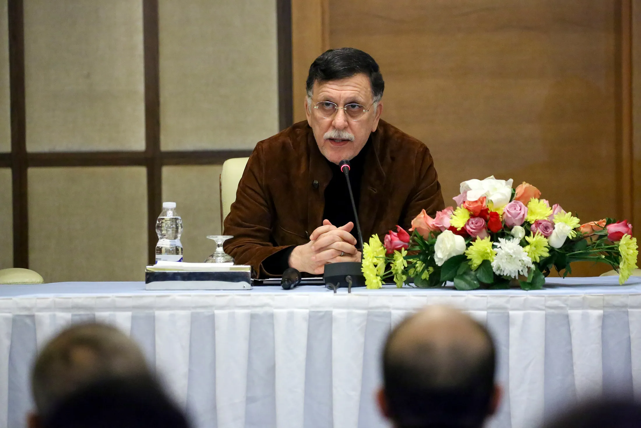 Fayez al-Sarraj speaks during a press conference on Jan. 15.