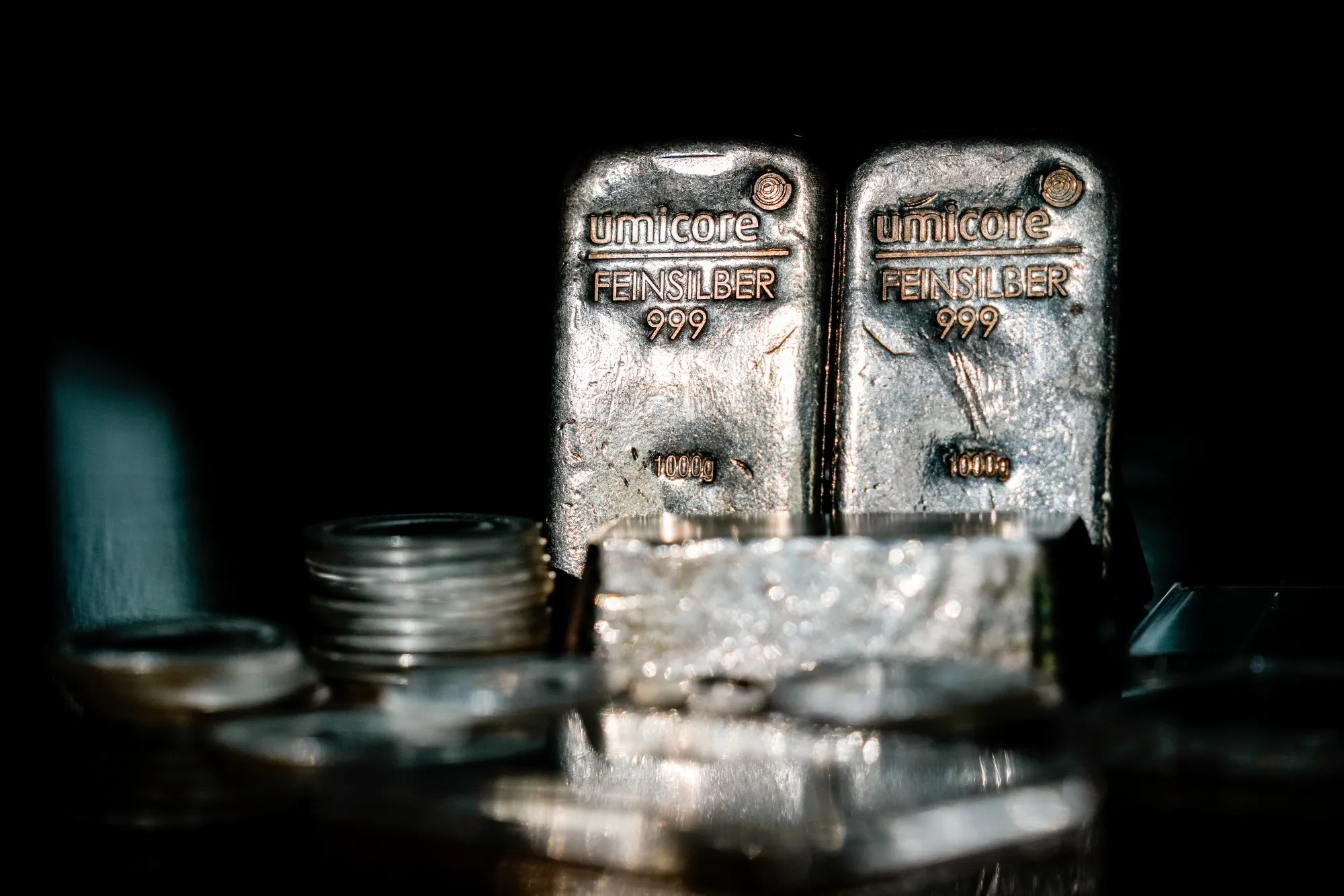 Silver coins and bars at a Mennica Inwestorow bullion dealer.