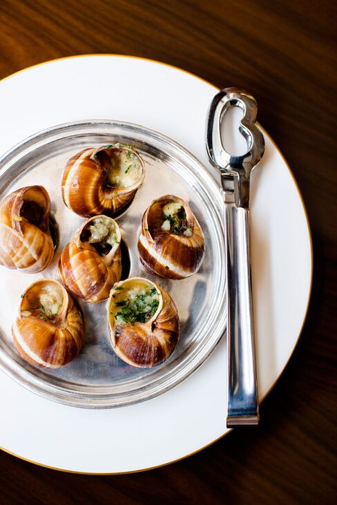 Snails with gorgonzola and garlic butter.