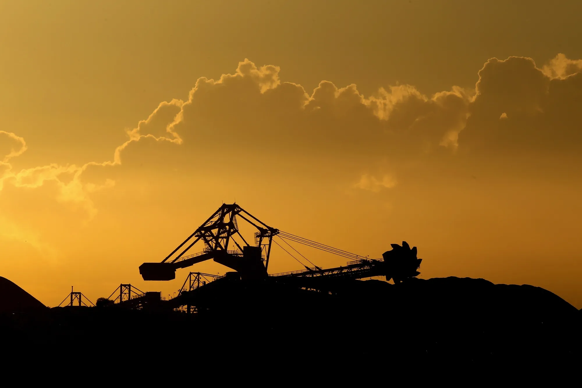 Stockpiles of coal in New South Wales, Australia.