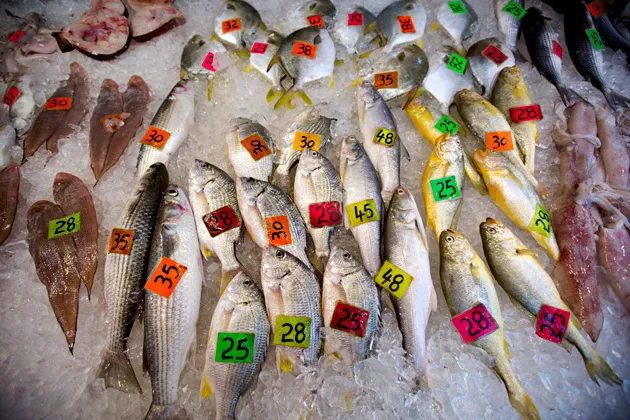 Fish for sale at a market in Hong Kong