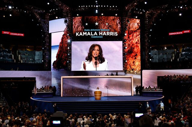Harris, then Attorney General of California, addresses the Democratic National Convention in Charlotte in 2012.