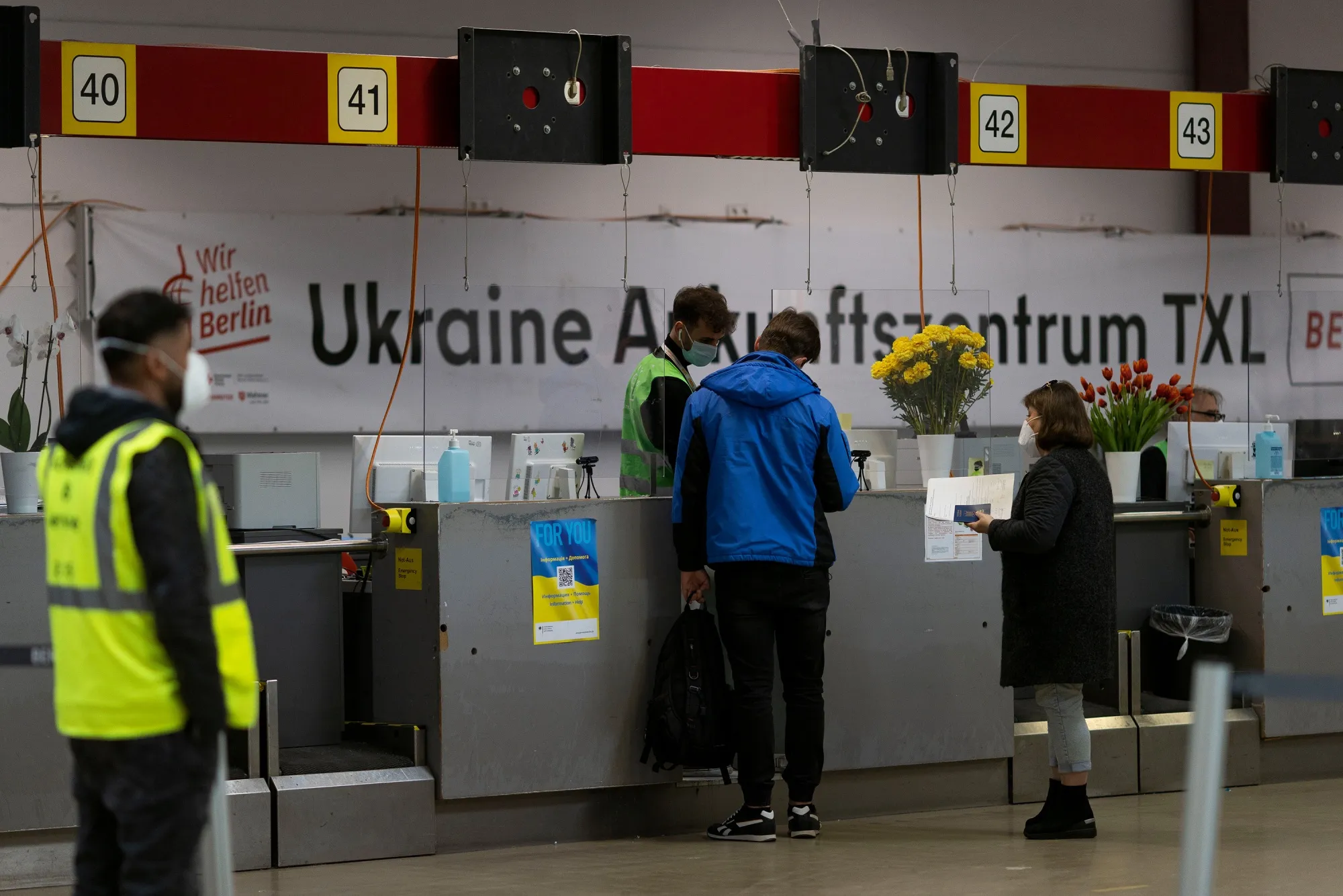 Ukrainian refugees at a welcome center in Berlin, Germany, in May.