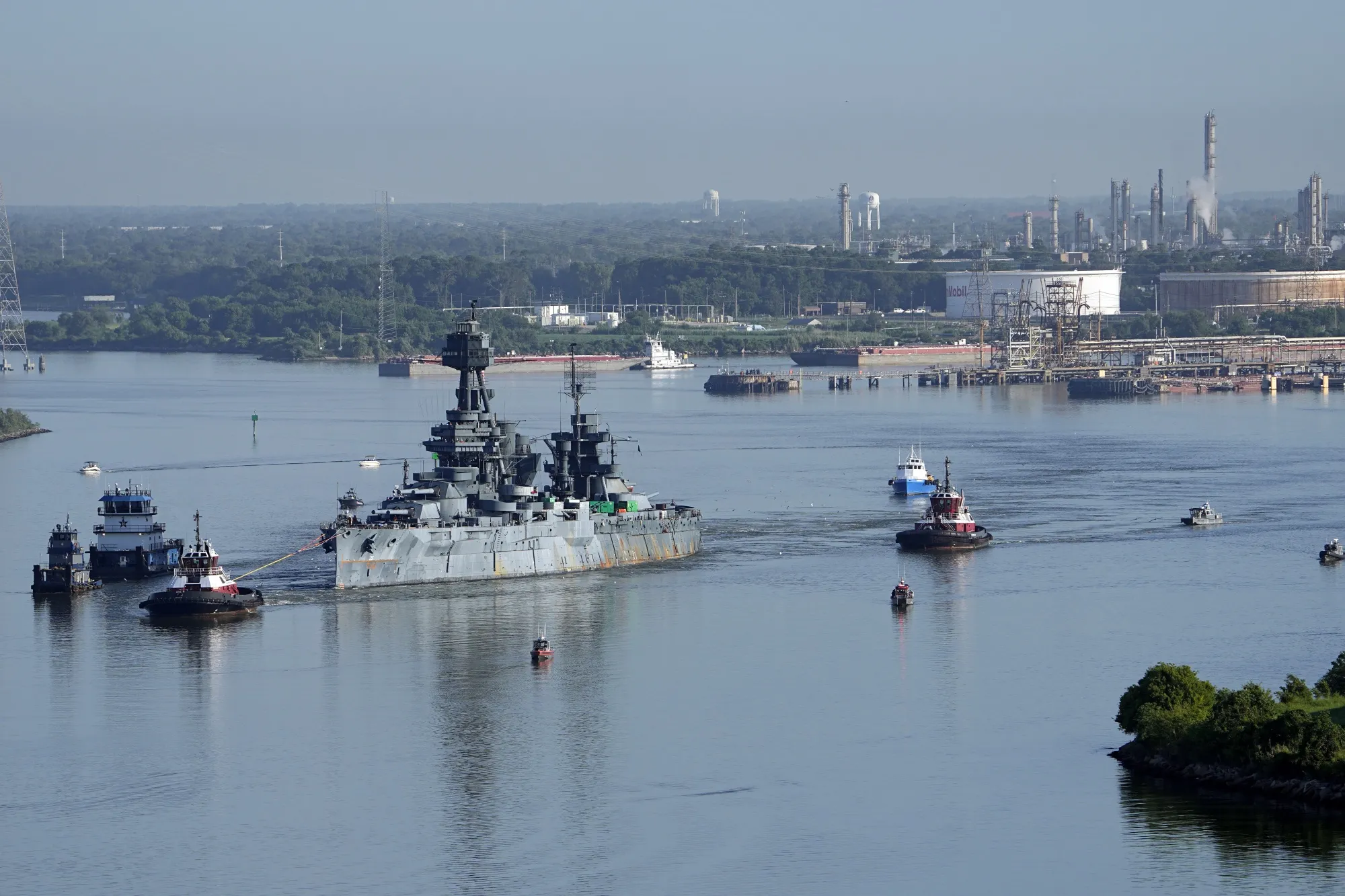 The battleship was&nbsp;berthed&nbsp;in the Houston Ship Channel at the San Jacinto battlefield park, where it received between 80,000 and 90,000 visitors a year.