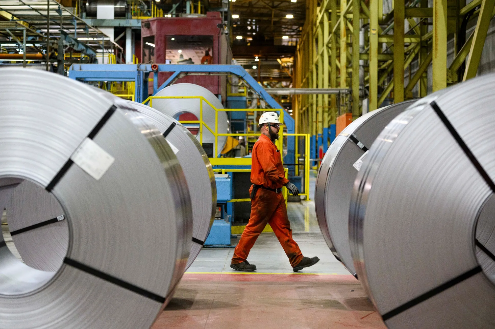 Spools of steel at a&nbsp;facility in Hamilton, Ontario.