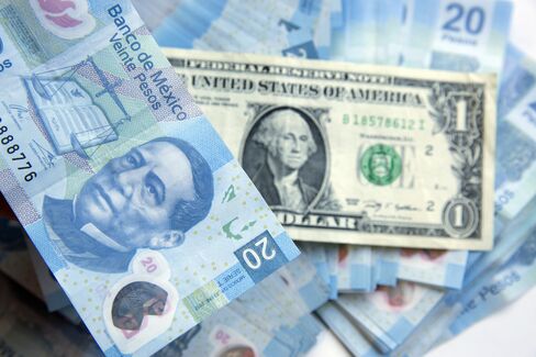 メキシコ・ペソとドルの紙幣