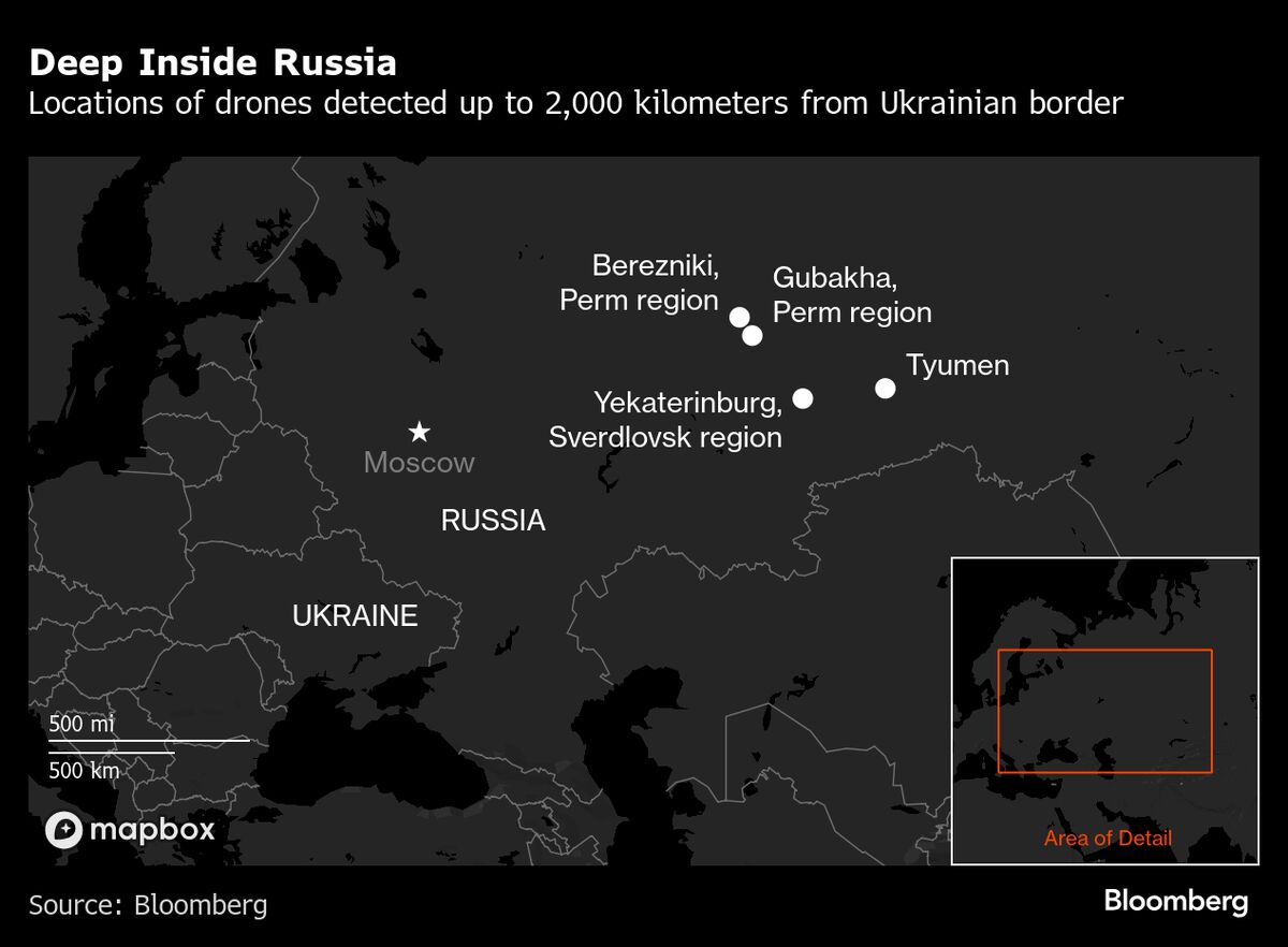 Drone Attacks Seen 2,000 Kilometers Inside Russia, Expanding War