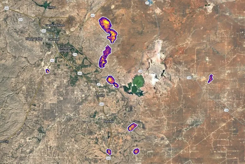 Methane emissions observed over&nbsp;New Mexico.