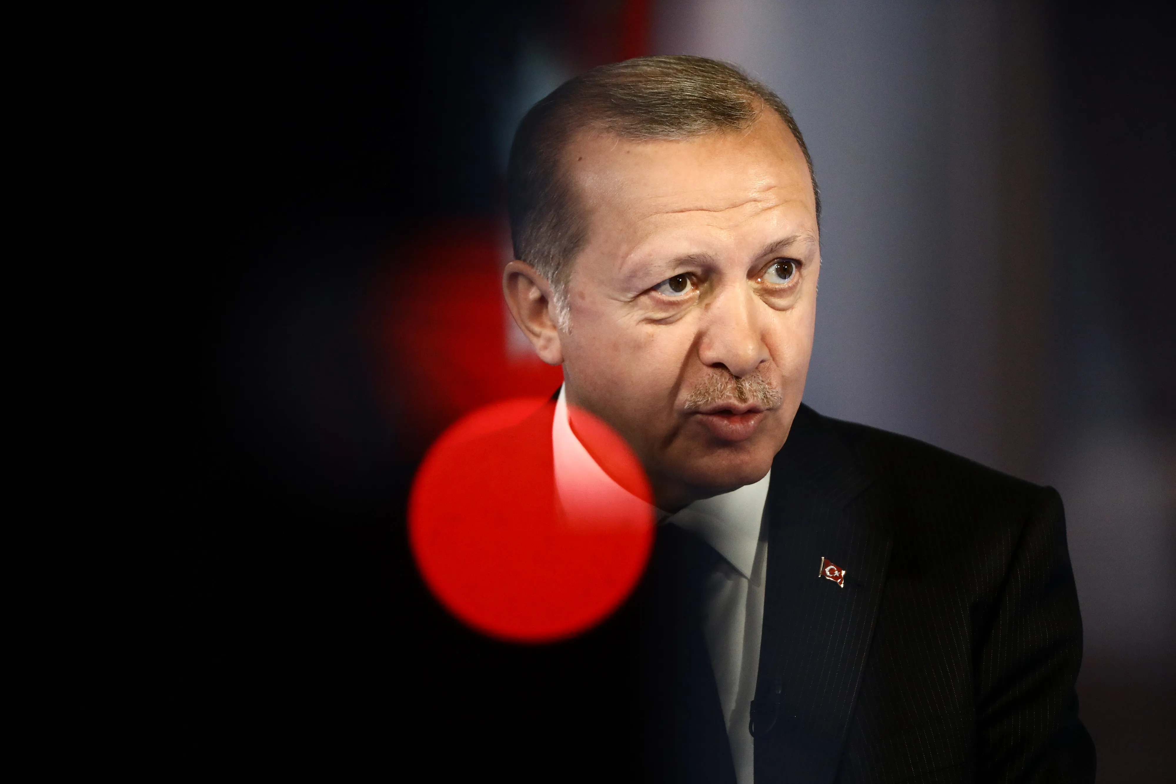 Recep Tayyip Erdogan, Turkey's president, speaks during a Bloomberg Television interview in London on May 14, 2018.