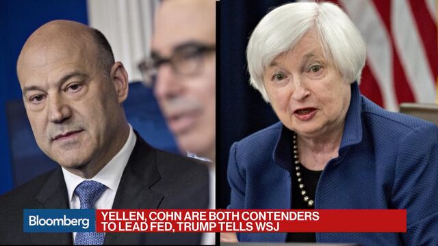 Trump Tells WSJ Yellen Cohn Contenders to Be Fed Chair