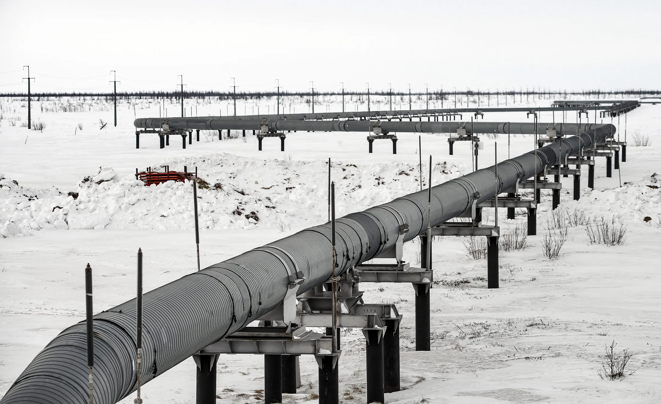 General view of Vankor Field on April 7, 2016 in Igarka, Russia.This oil and gas field located 130 kilometers away from Igarka in Krasnoyarsk Krai of Eastern Siberia.
