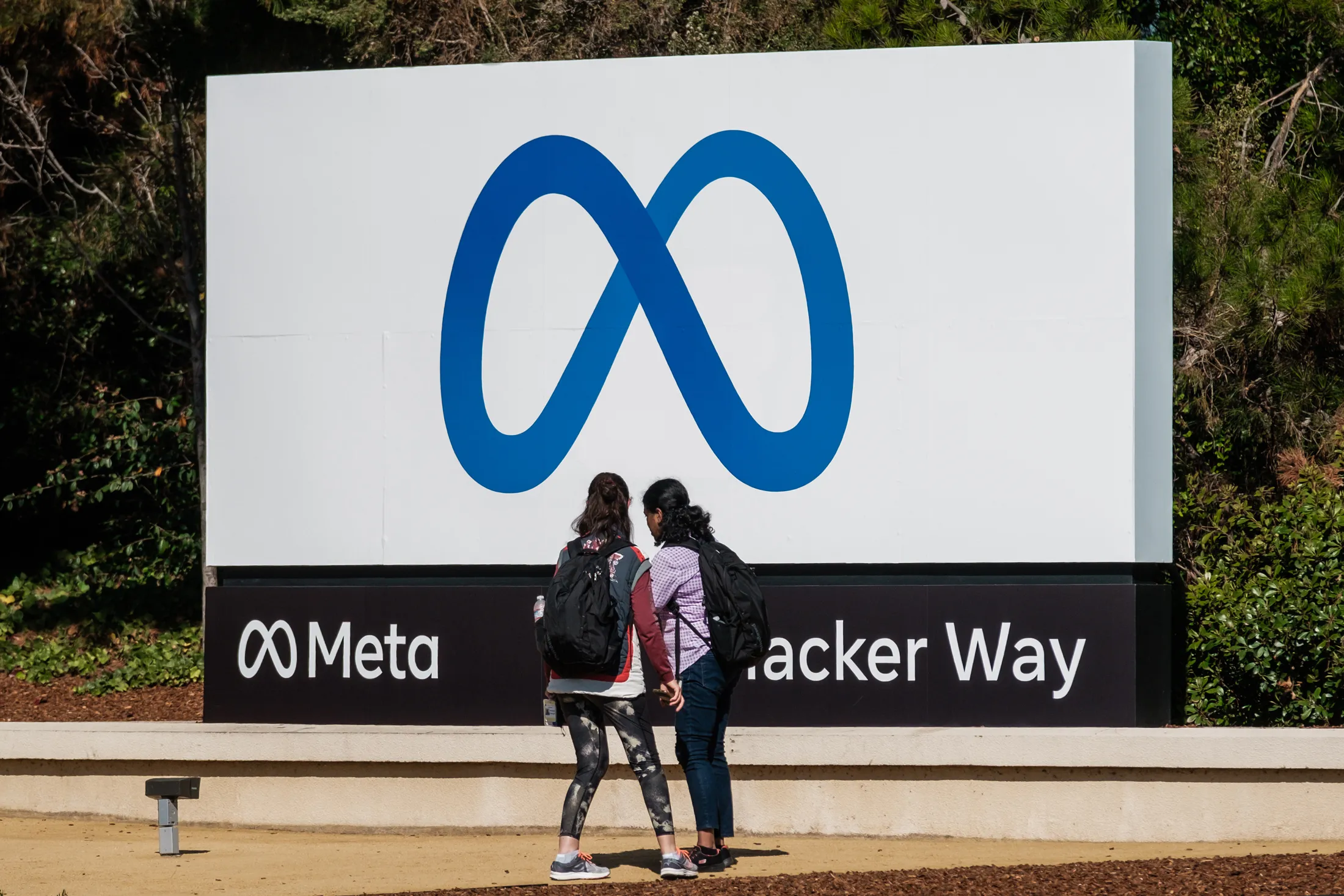 Visitors near the Meta Platforms headquarters in Menlo Park, California, US.