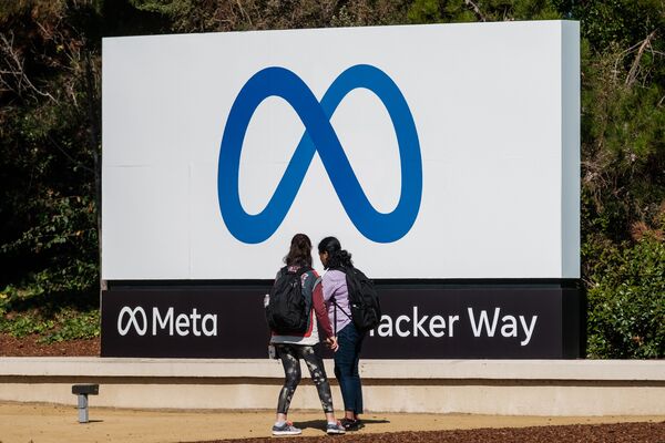 Visitors near the Meta Platforms headquarters in Menlo Park, California, US.