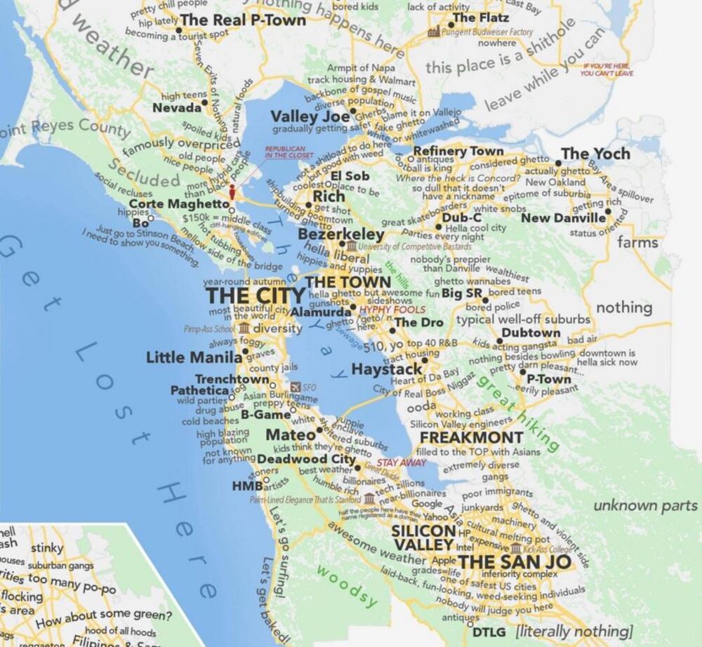 map san francisco bay area cities A Profane Judgemental Urban Dictionary Map Of The San Francisco map san francisco bay area cities